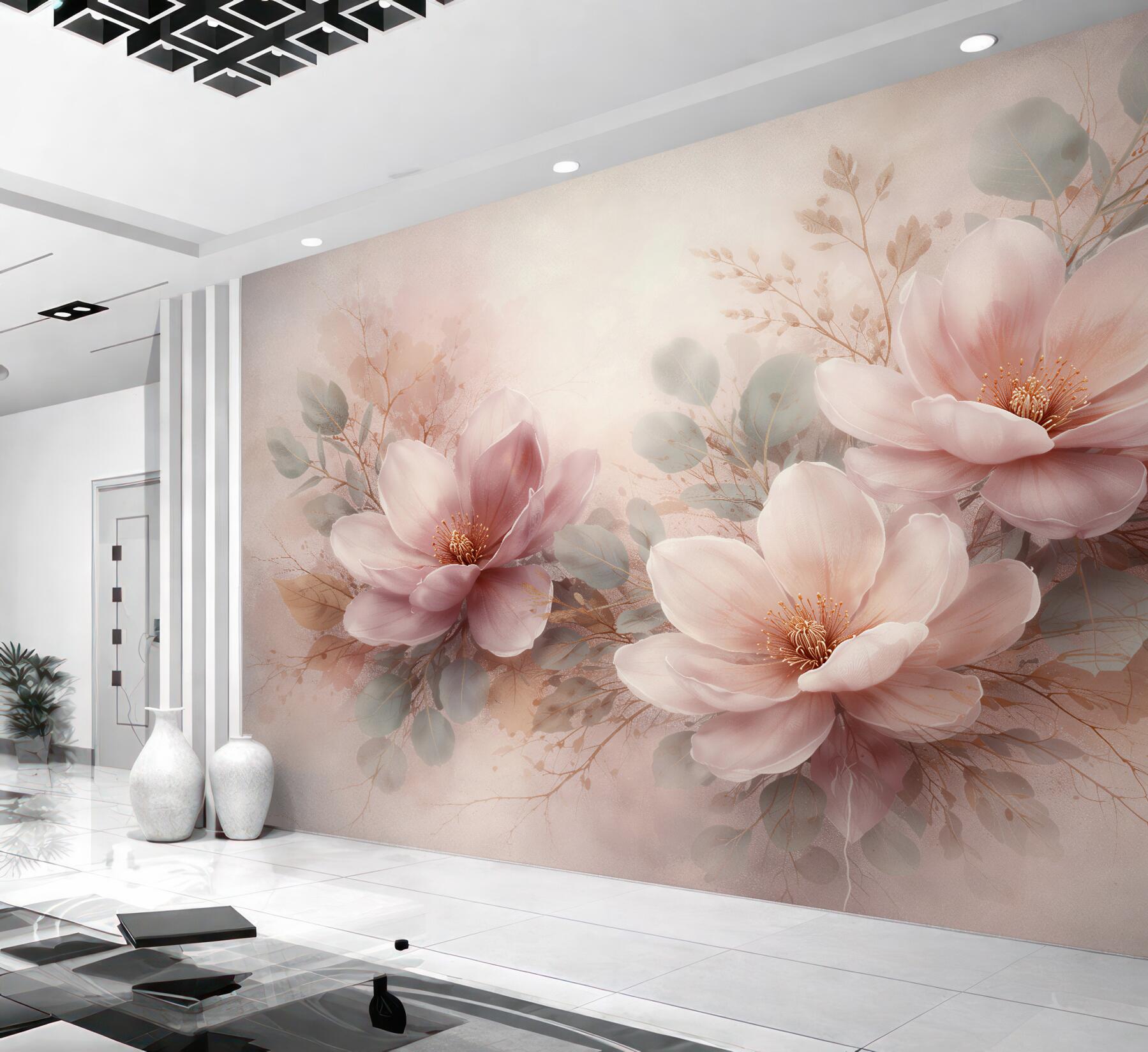 Fototapeta pudrowe magnolie w subtelnej kompozycji?v23