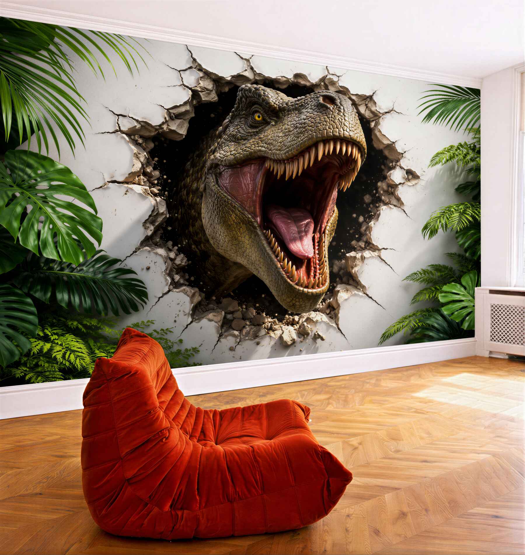 Fototapeta dinozaur 3d przebijający ścianę?v23