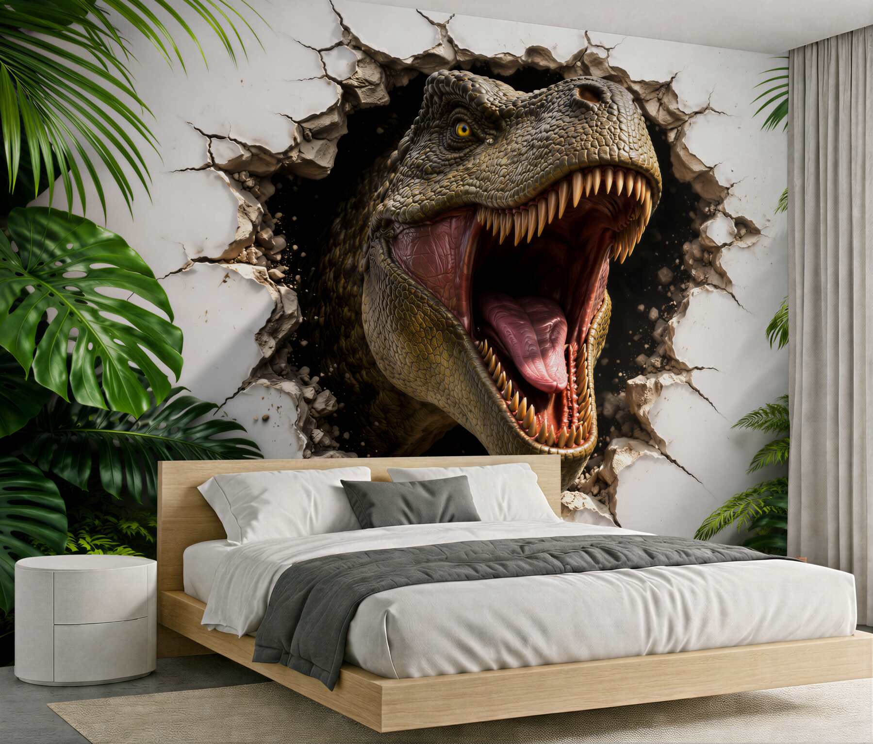 Fototapeta dinozaur 3d przebijający ścianę?v23
