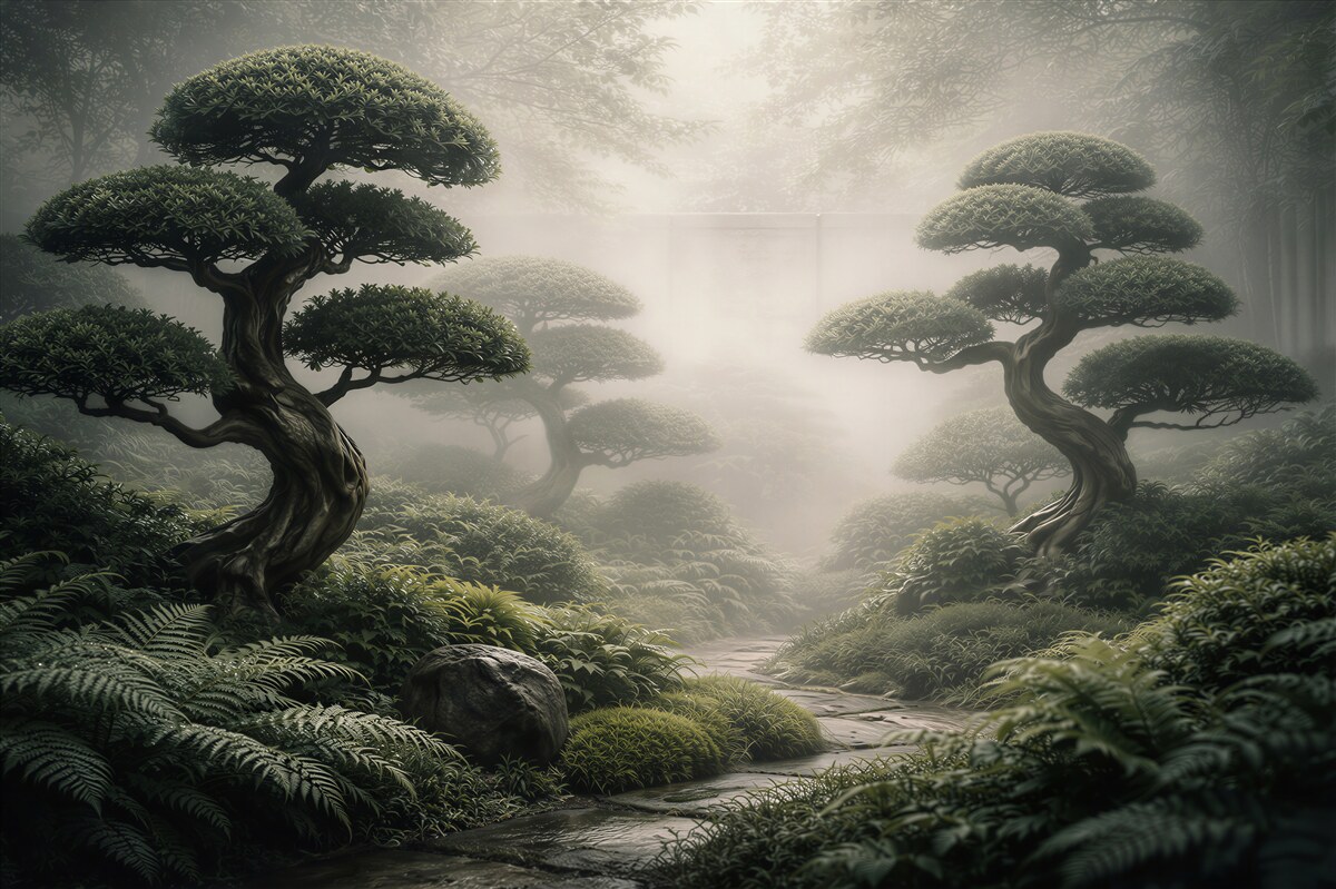 Fototapeta mistyczny ogród bonsai
