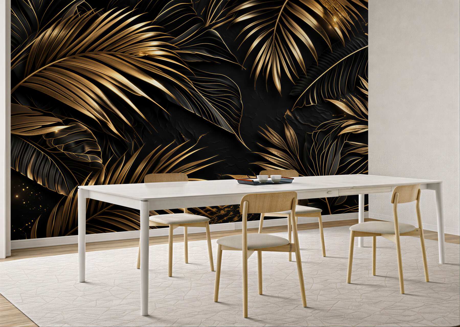 Fototapeta złote liście na czarnym tle?v23