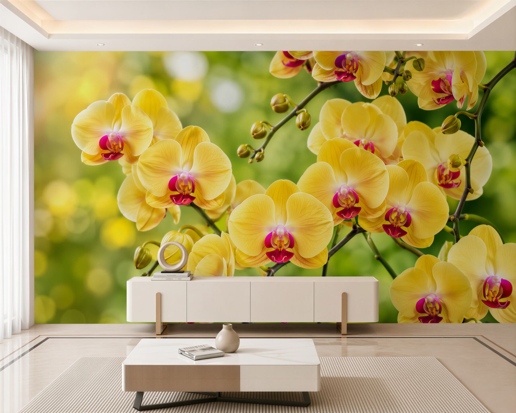 Fototapeta żółte orchidee w letnim ogrodzie?v23