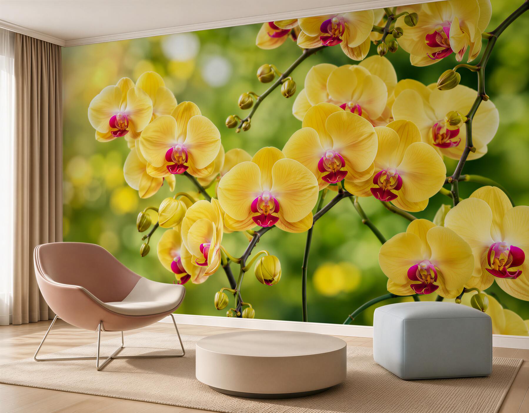 Fototapeta żółte orchidee w letnim ogrodzie?v23