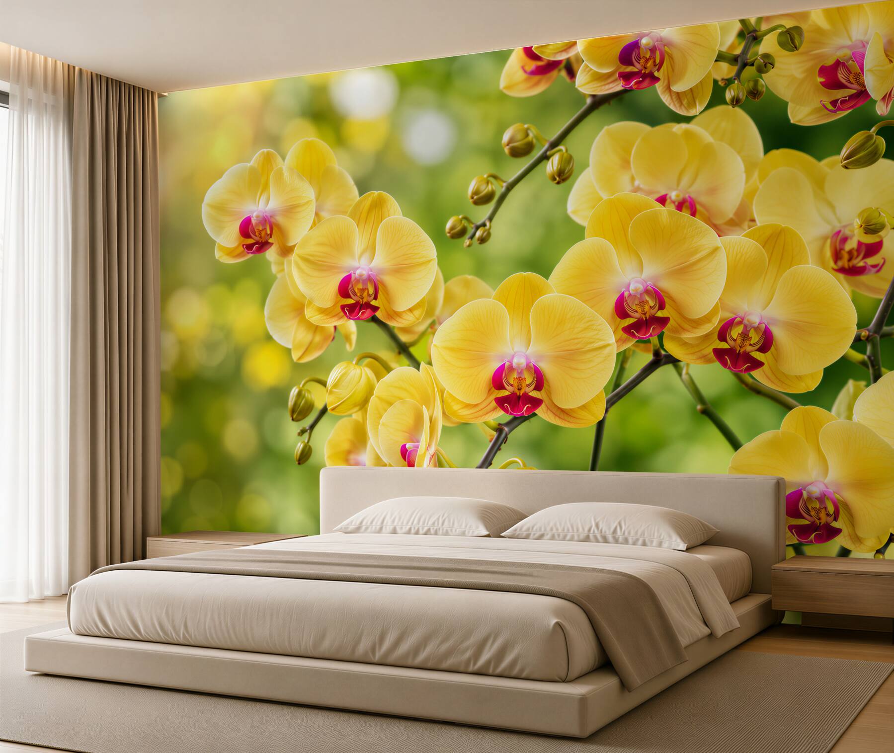 Fototapeta żółte orchidee w letnim ogrodzie?v23