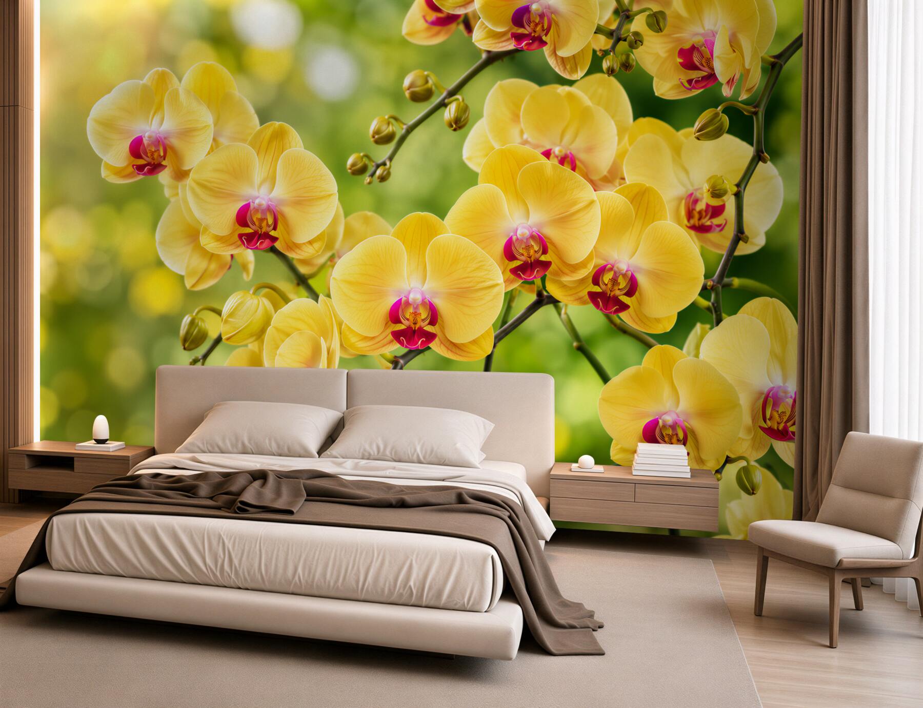 Fototapeta żółte orchidee w letnim ogrodzie?v23