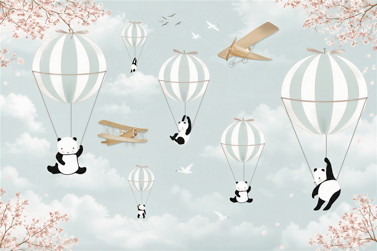 Fototapeta balony i pandy