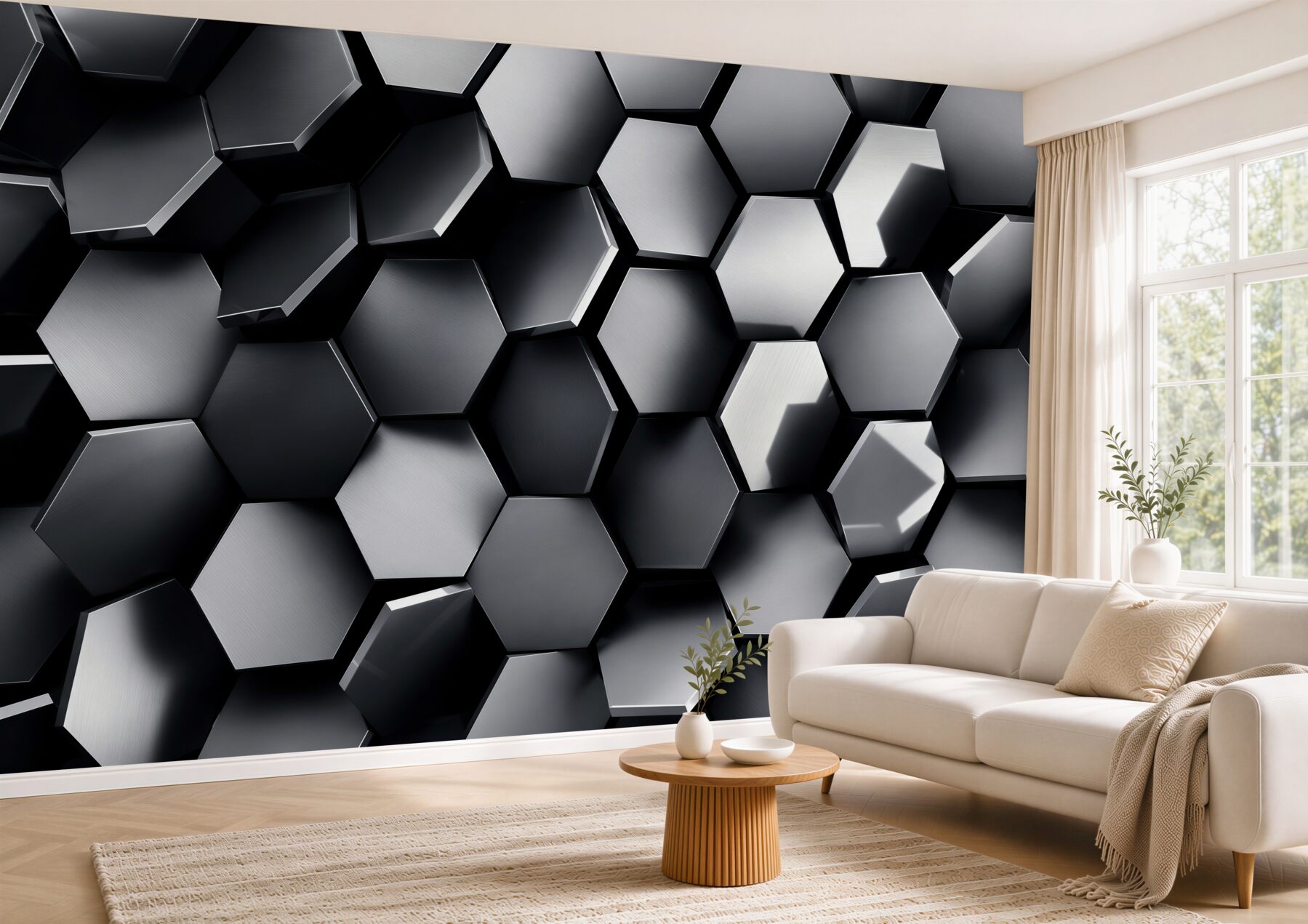 Fototapeta pięciokąty 3D z odbiciami?v23