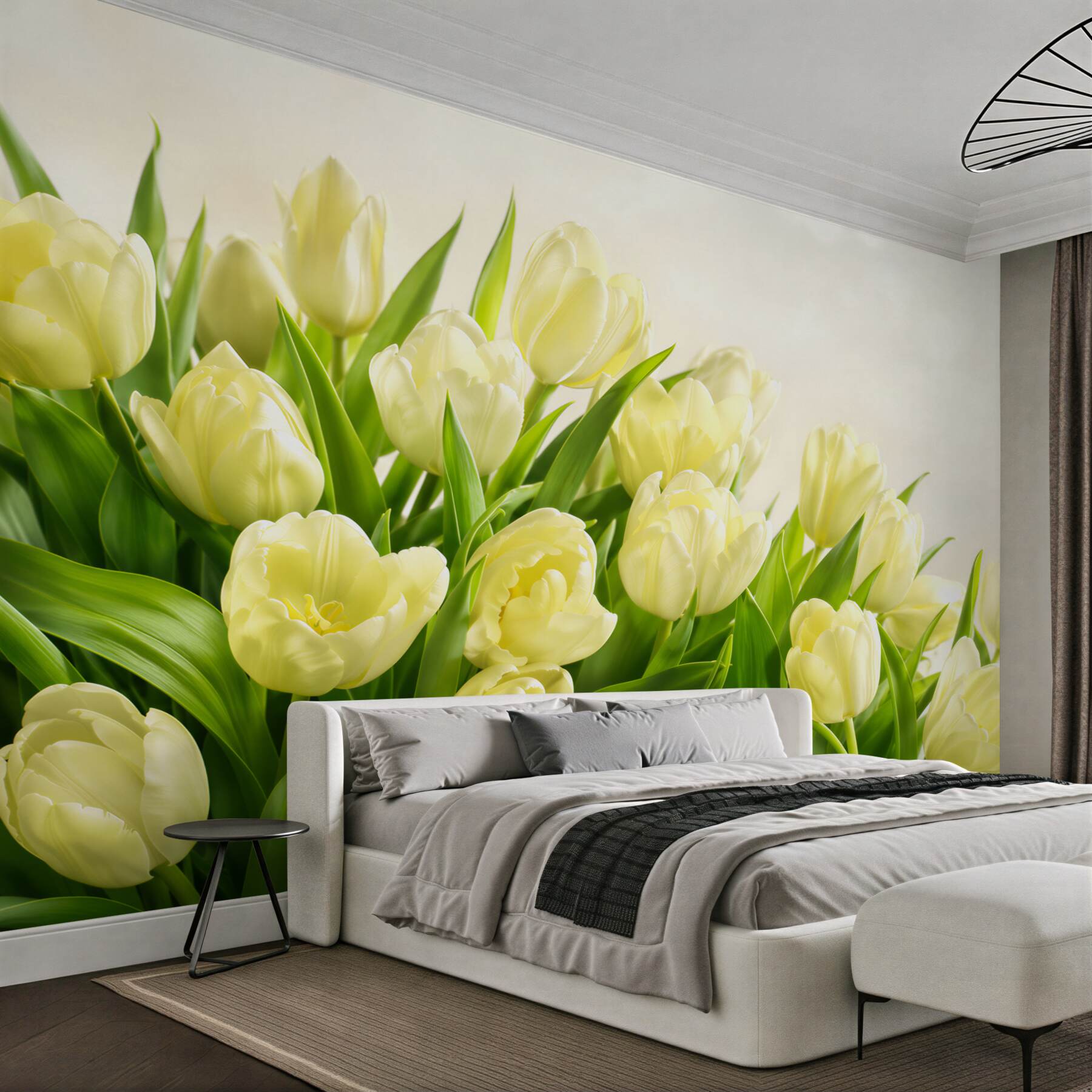 Fototapeta żółte tulipany z zieleniną?v23