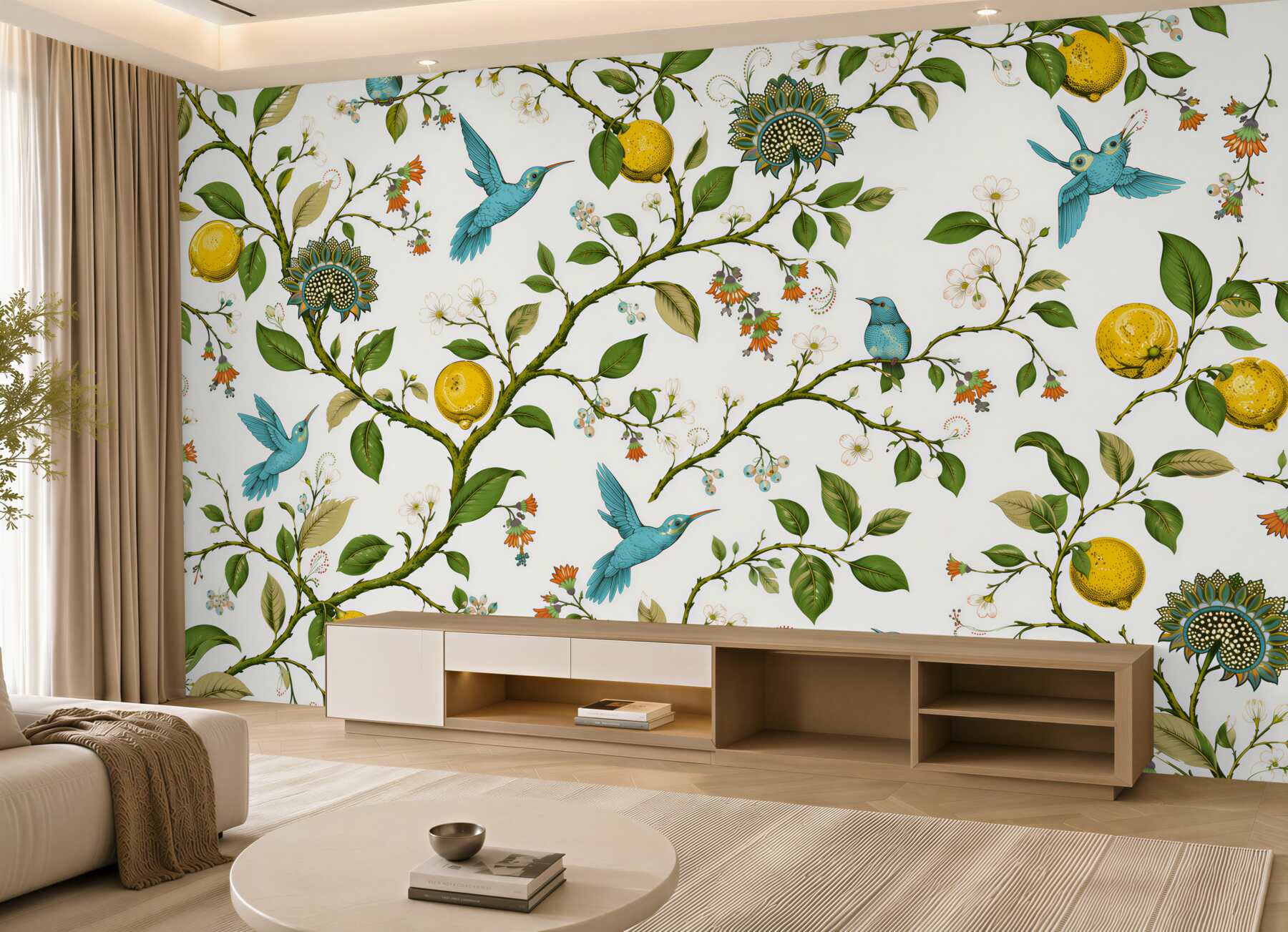 Fototapeta niebieskie kolibry i cytryny?v23