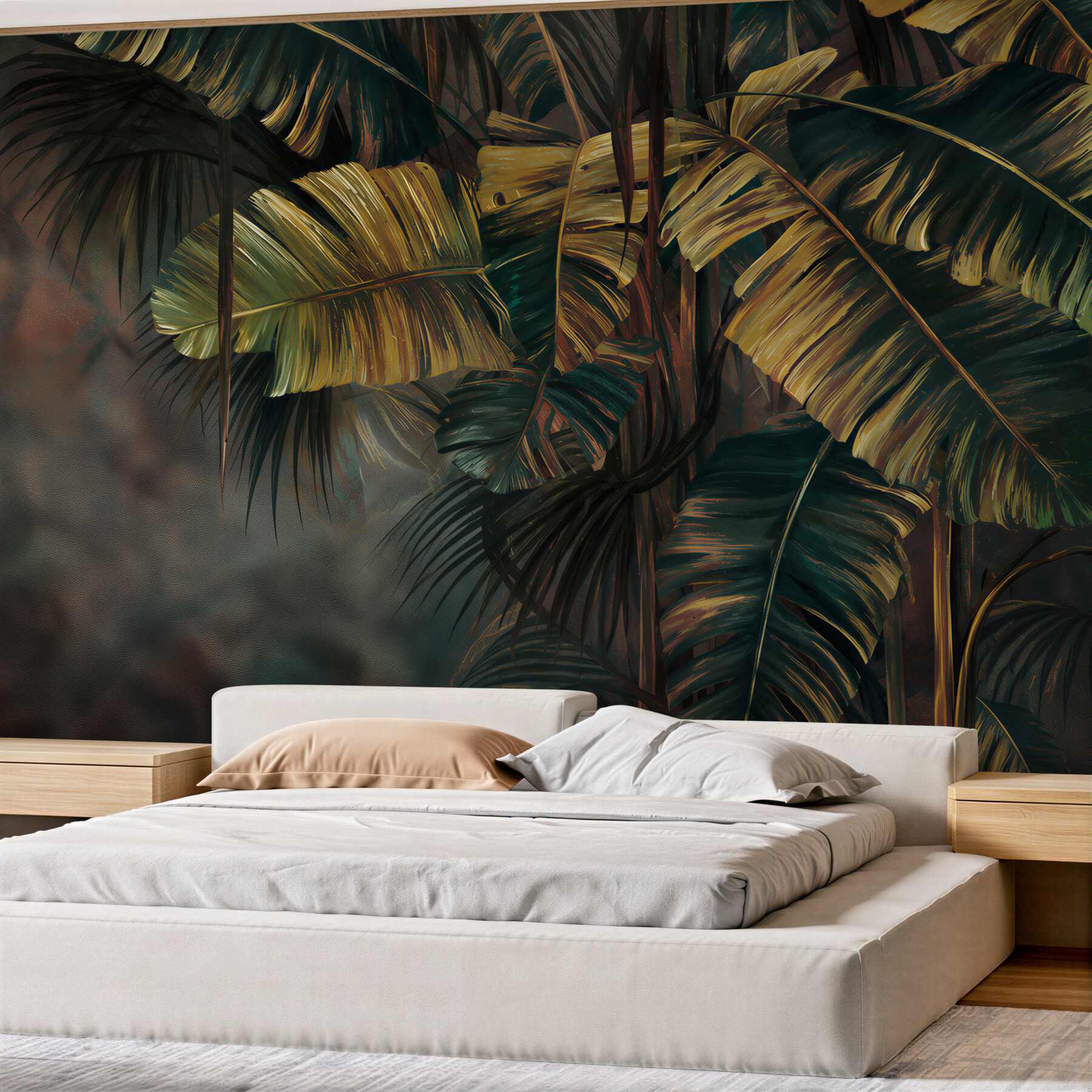 Fototapeta grube liście palm w deszczu?v23