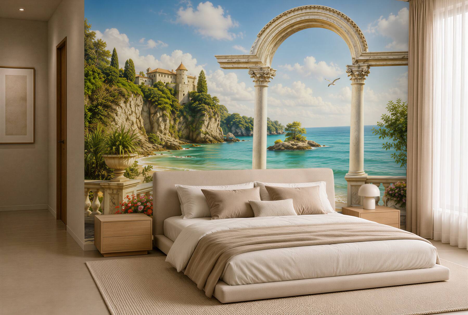 Fototapeta kolumna na piaszczystej plaży?v23