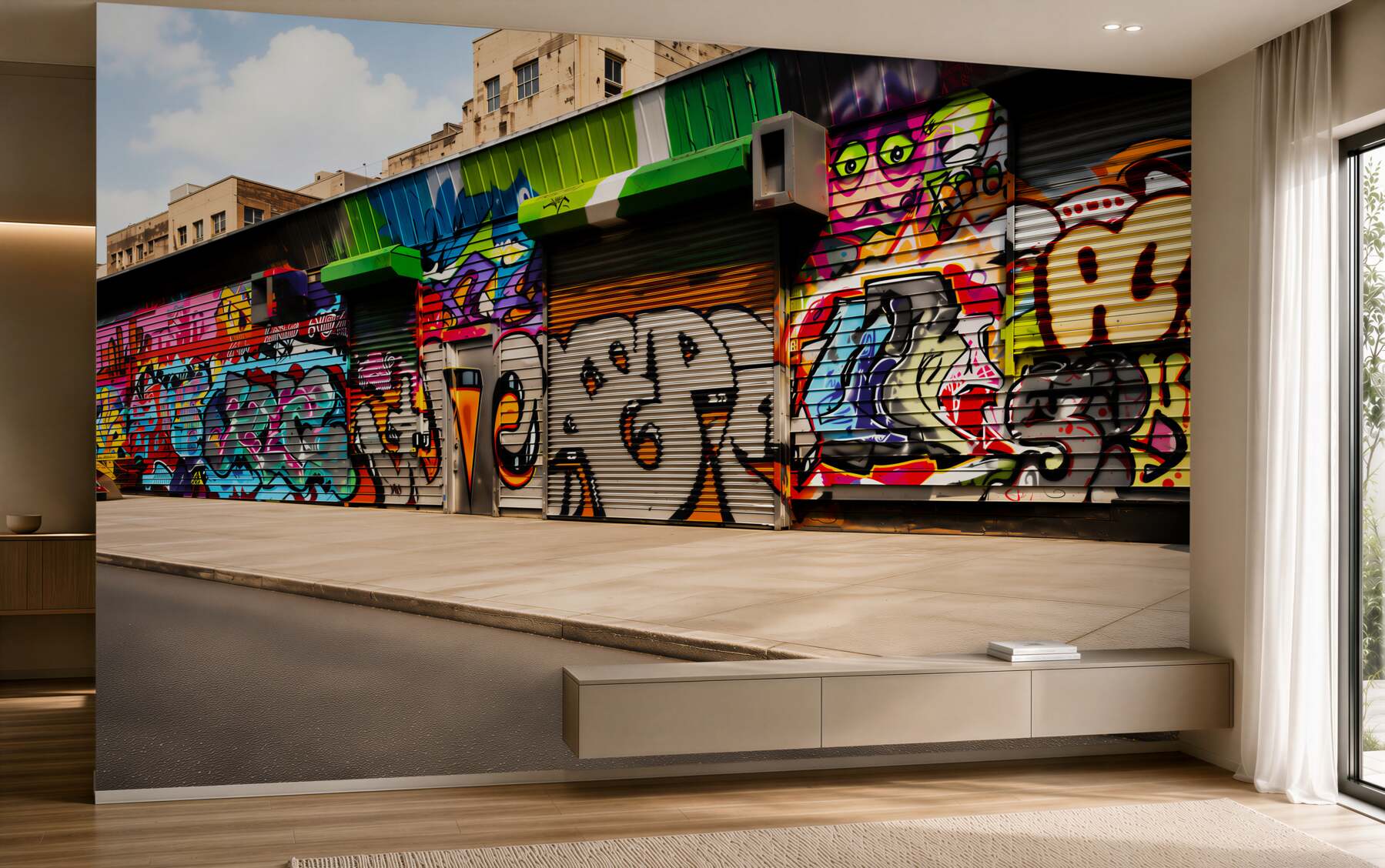 Fototapeta Domy uliczne pomalowane graffiti?v23