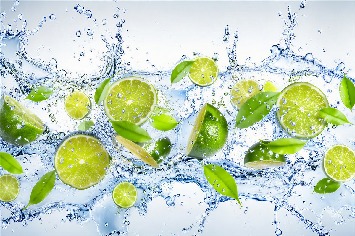 Fototapeta Pokrój limonki w wodzie