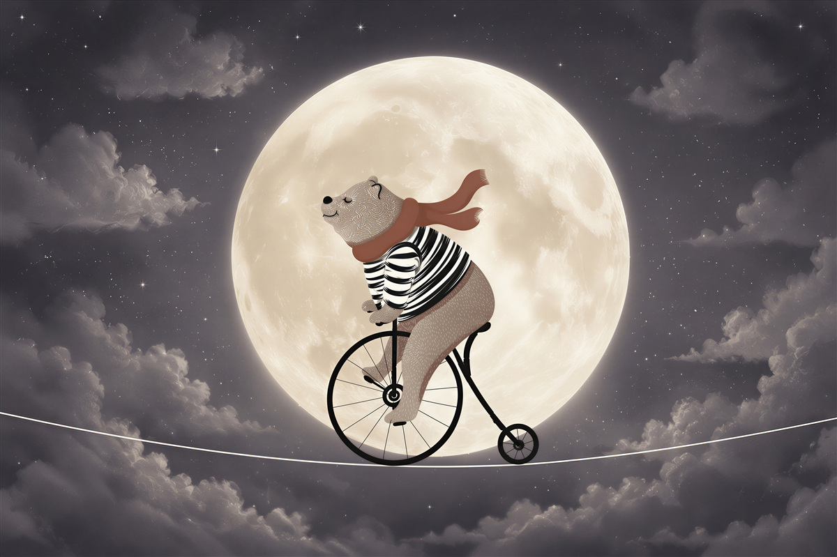 Fototapeta Cyrkowa panda na rowerze