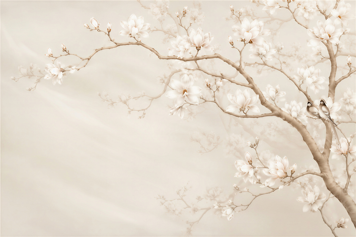 Fototapeta Magnolie w beżowym ogrodzie