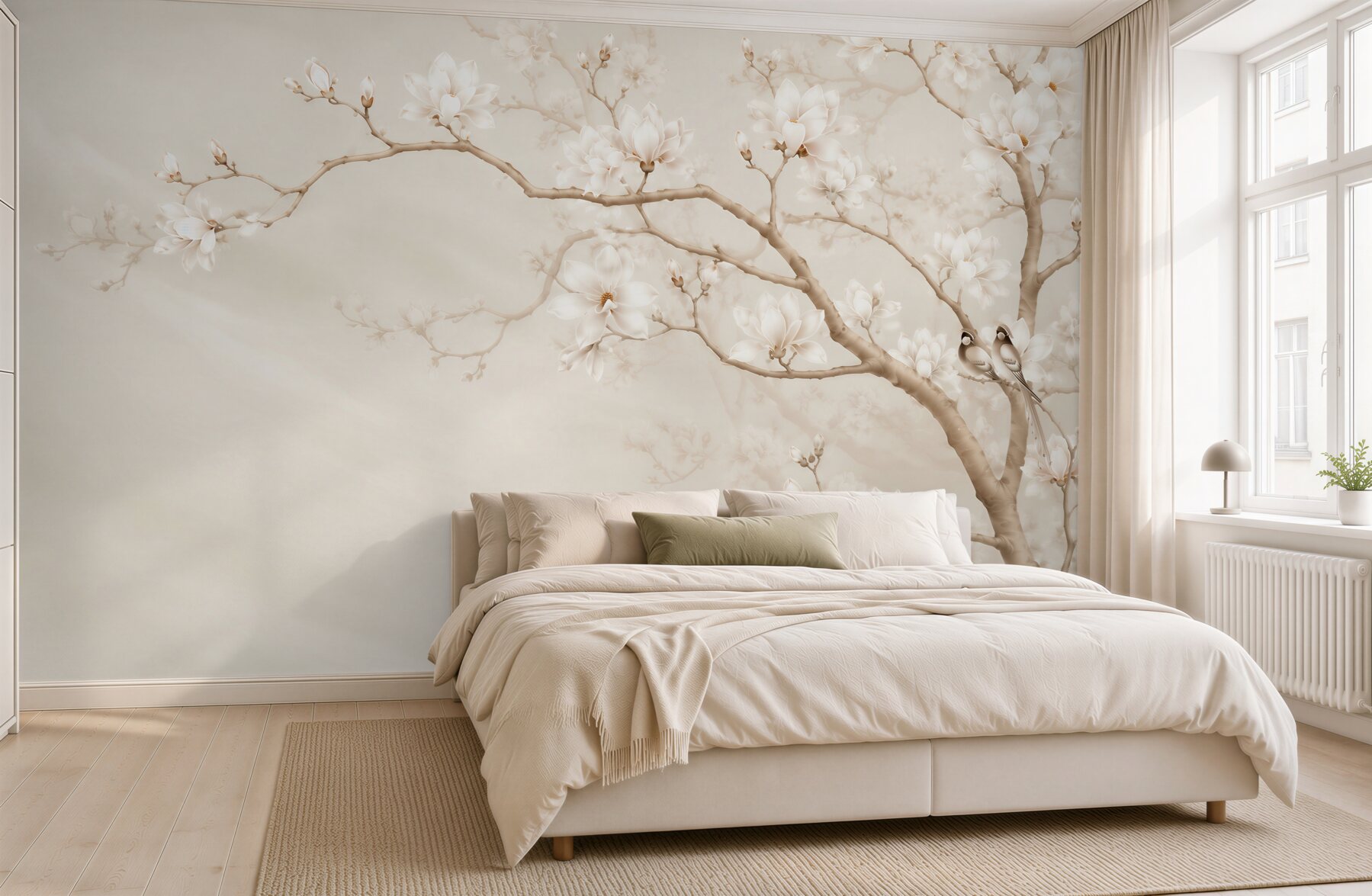 Fototapeta Magnolie w beżowym ogrodzie