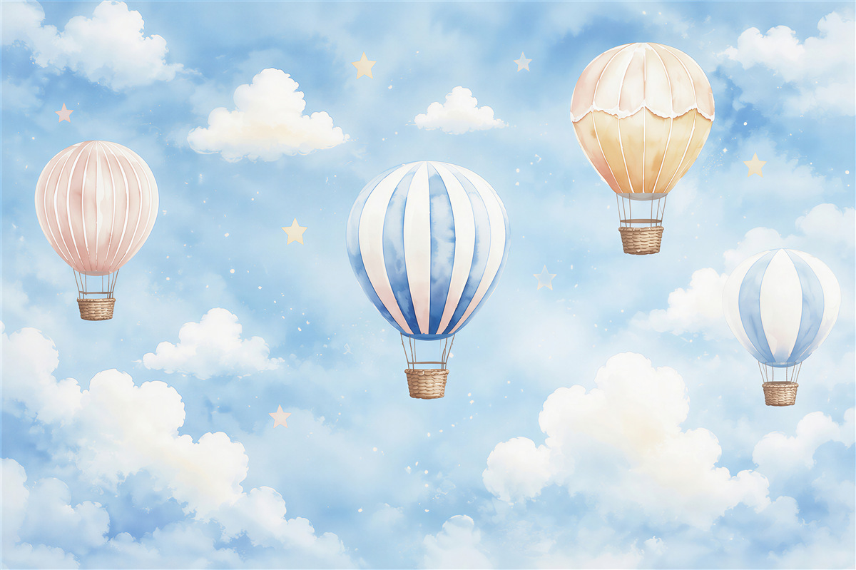 Fototapeta Balony na niebie z chmurami