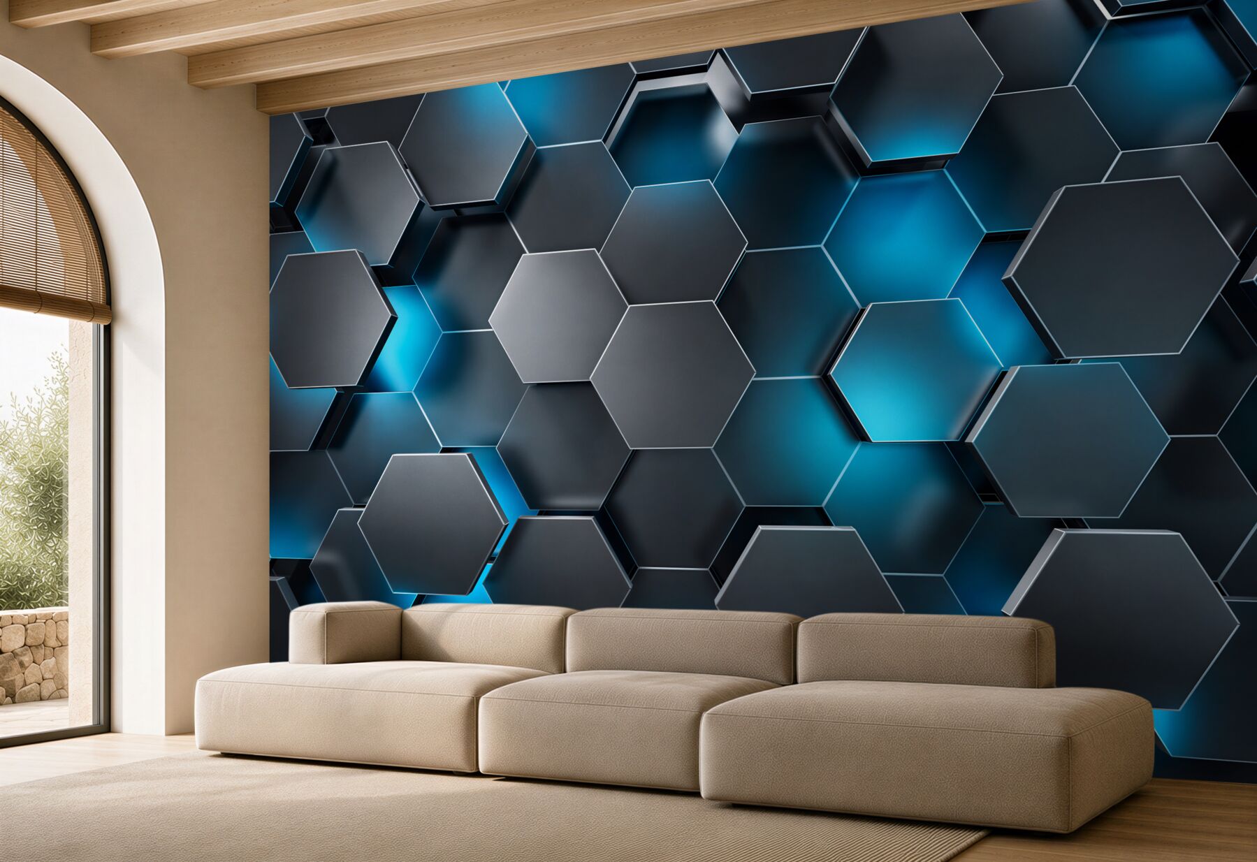 Fototapeta niebieskie heksagony 3D?v23