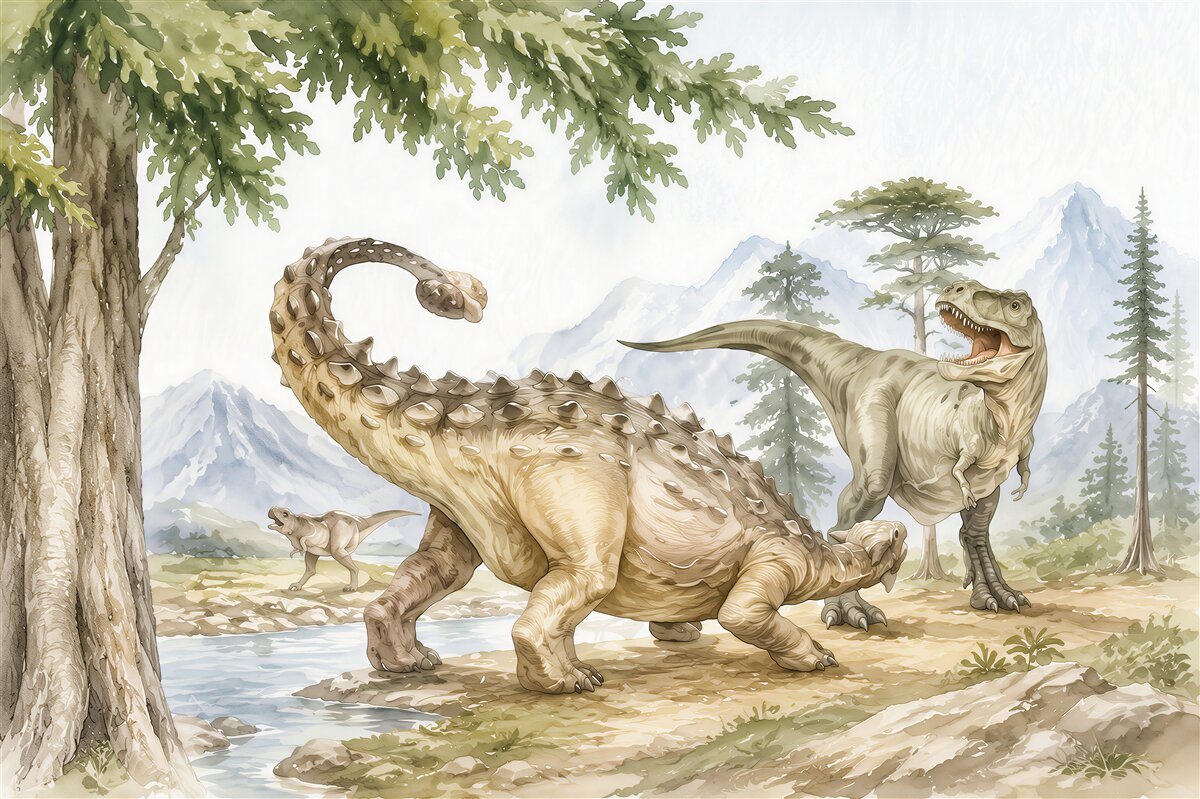 Fototapeta dinozaury w lesie