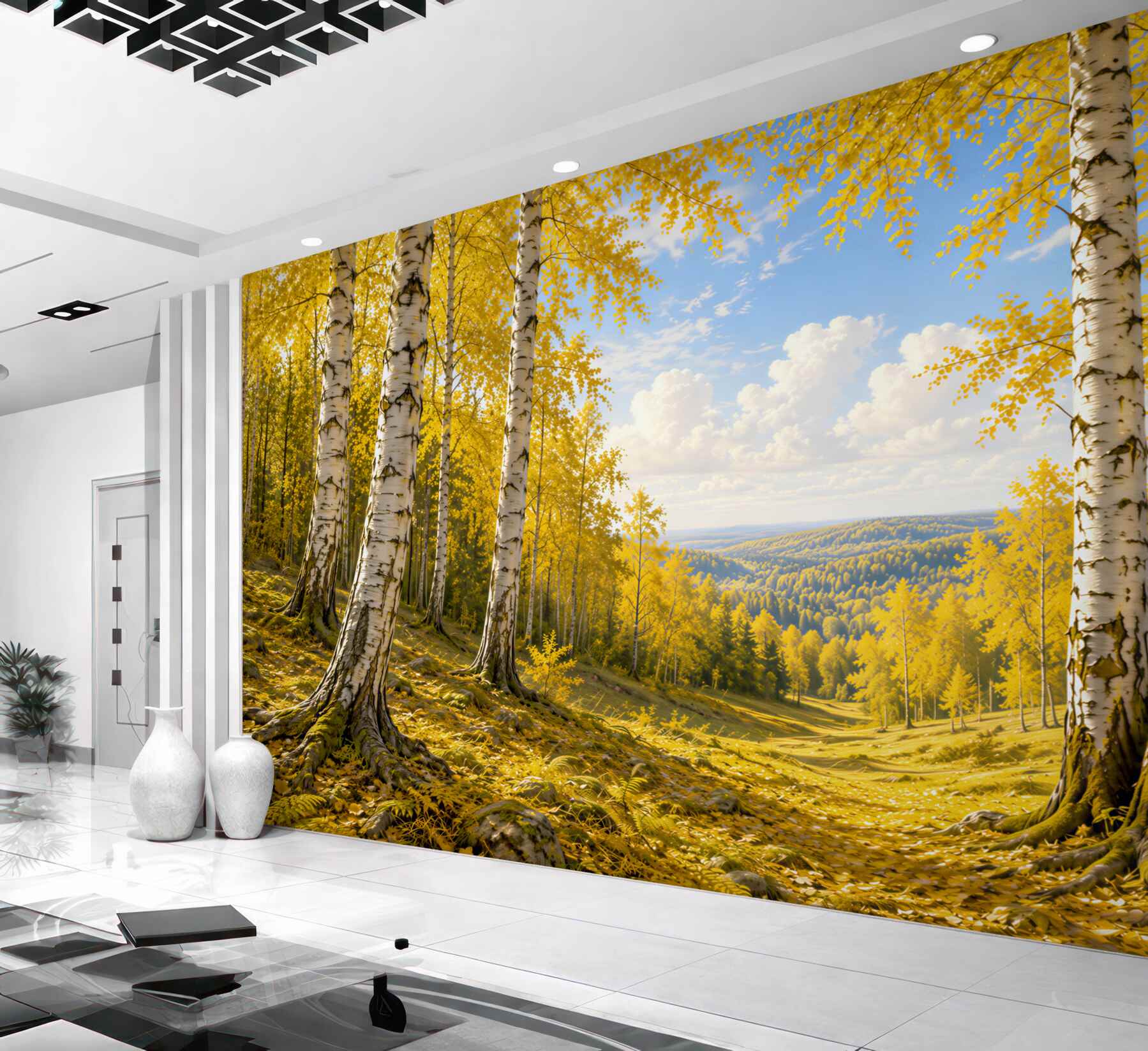 Fototapeta brzozowy las wiosną