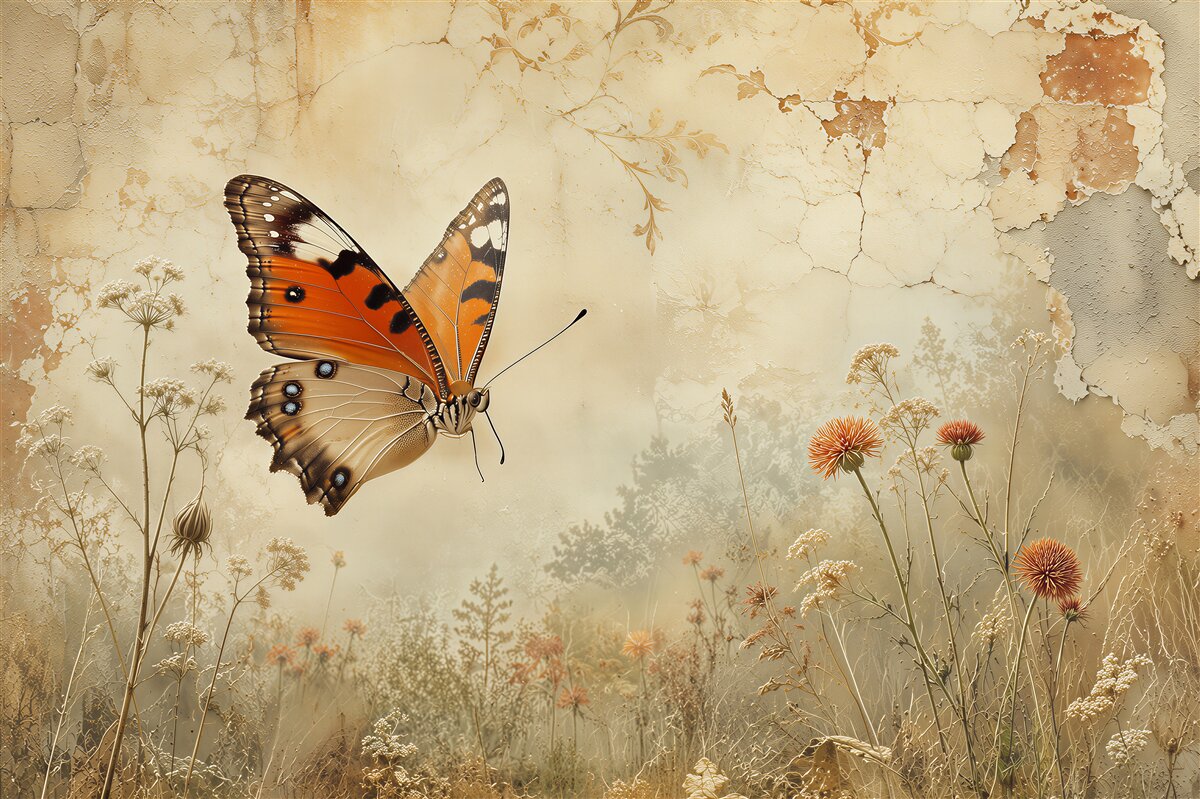 Fototapeta motyl na łące
