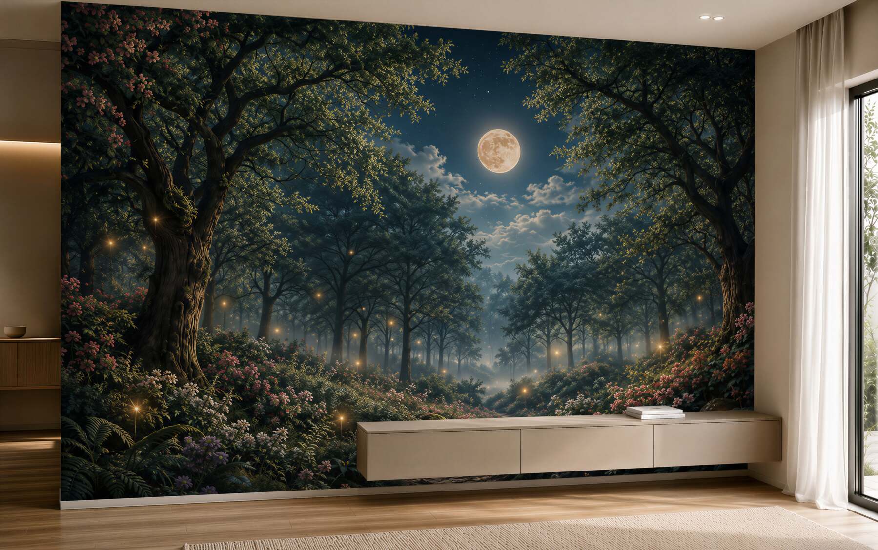 Fototapeta magiczny las nocą