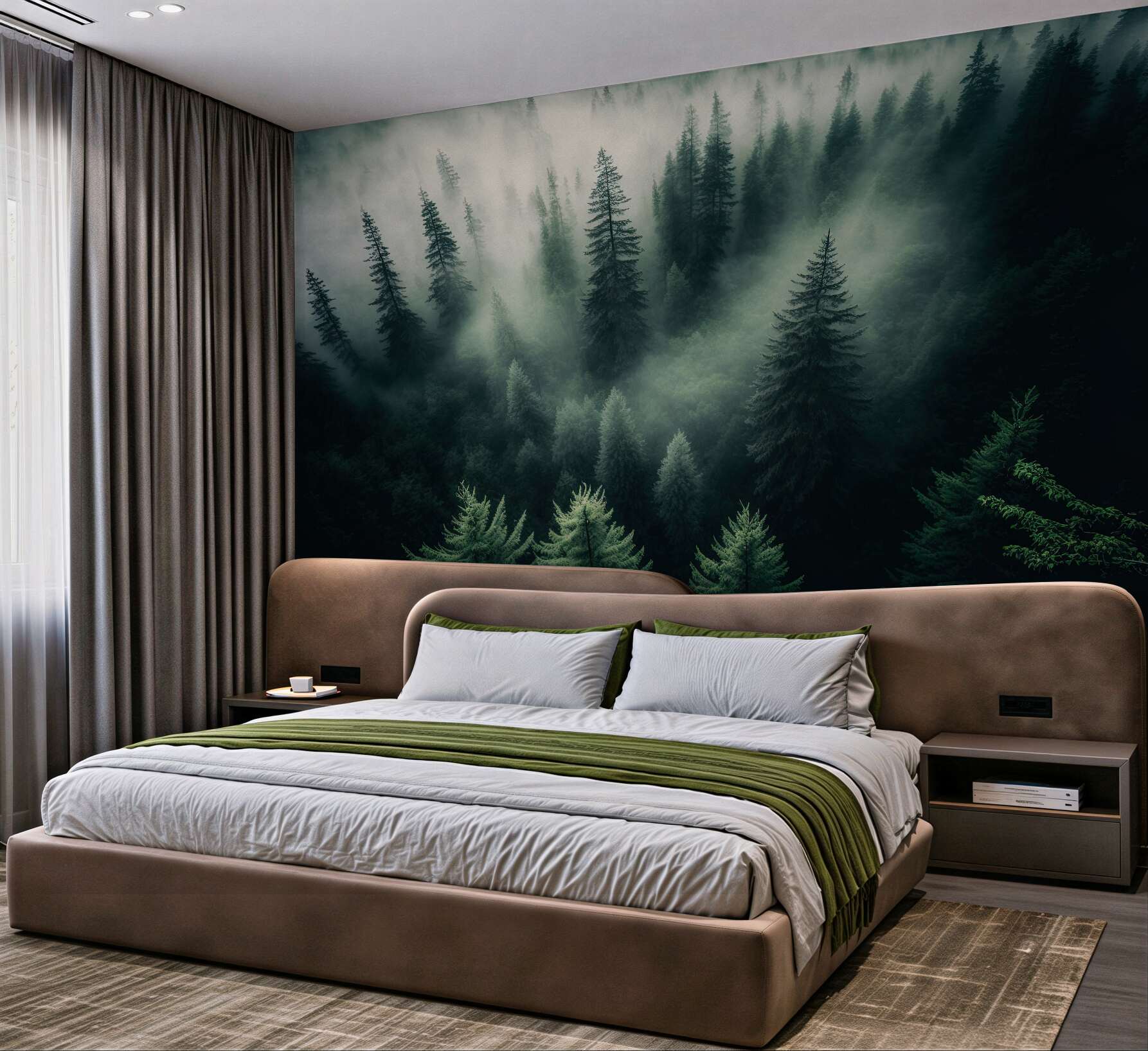 Fototapeta mgła w nocnym lesie iglastym?v23