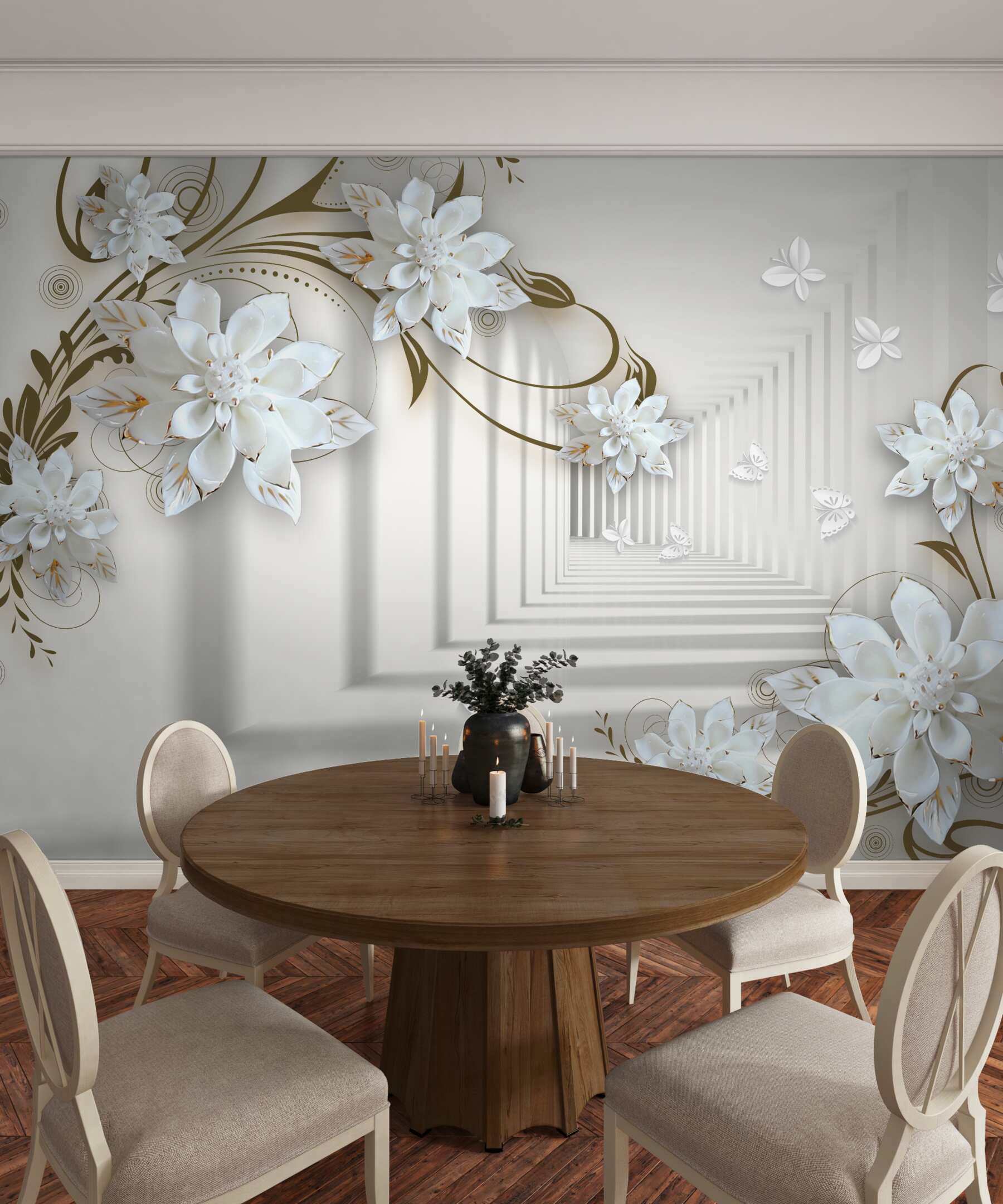 Fototapeta złote gałęzie magnolii w perspektywie tunelu?v23