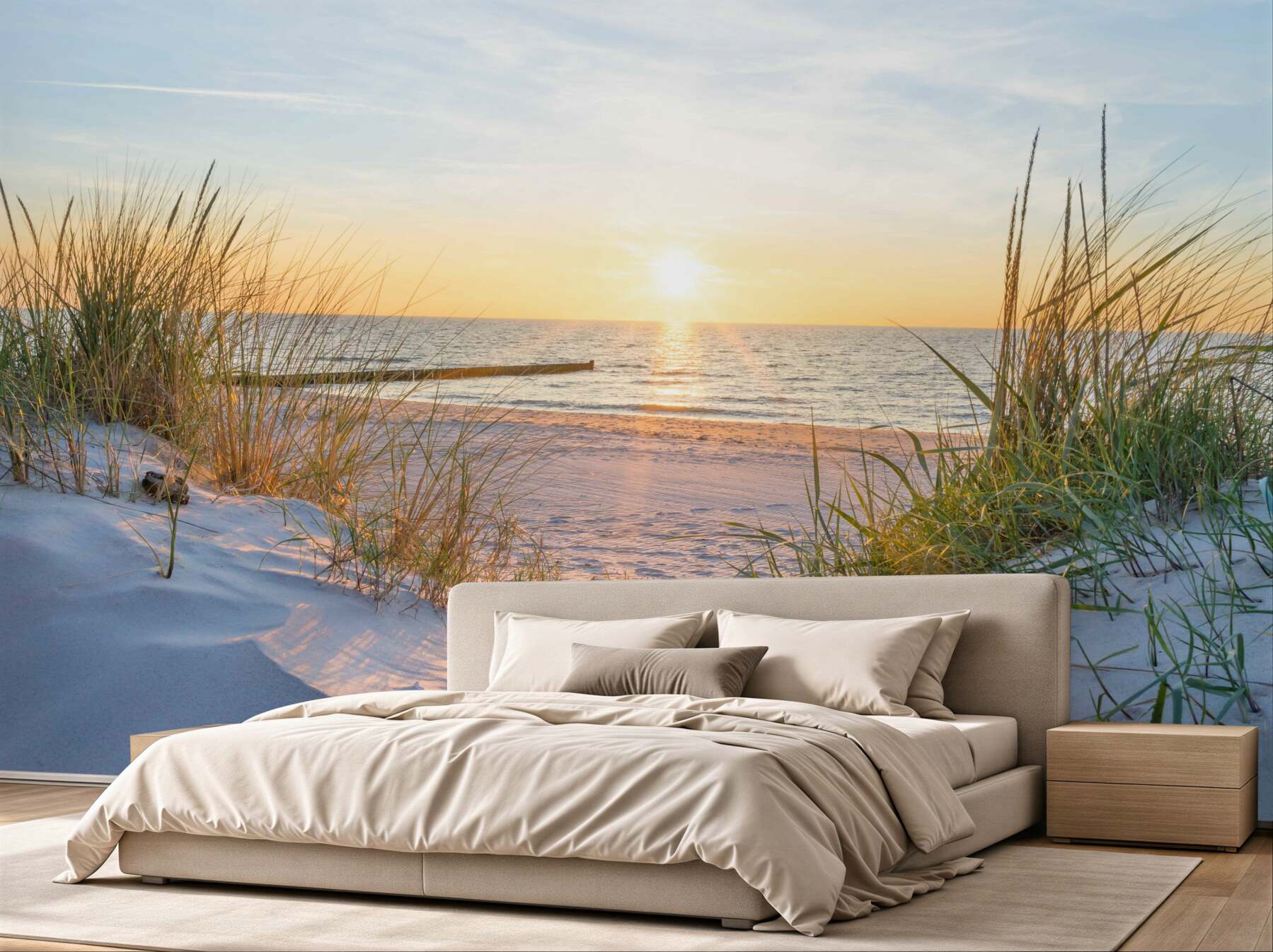 Fototapeta zielona trawa na piaszczystej plaży?v23