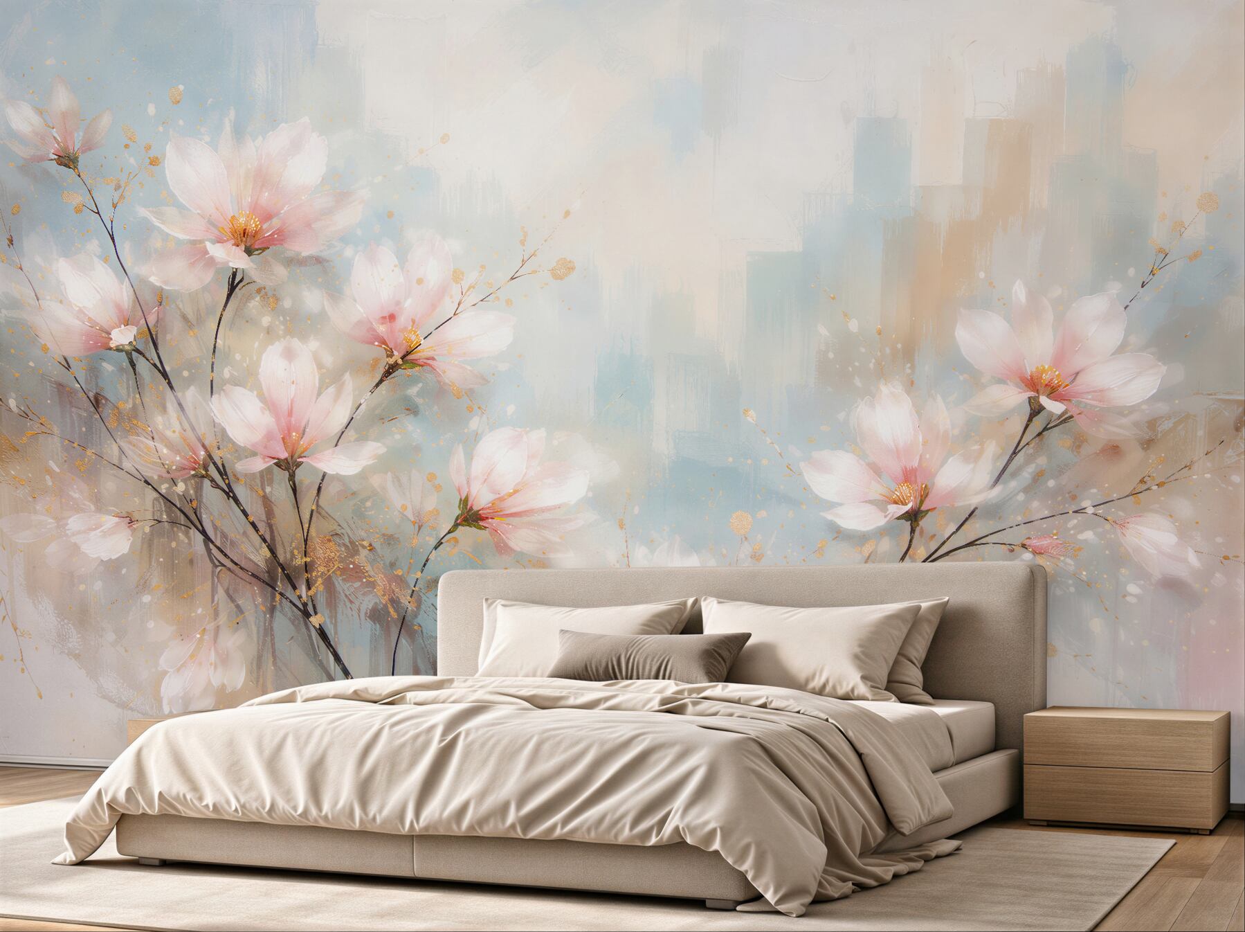 Fototapeta akwarelowa magnolia w blasku