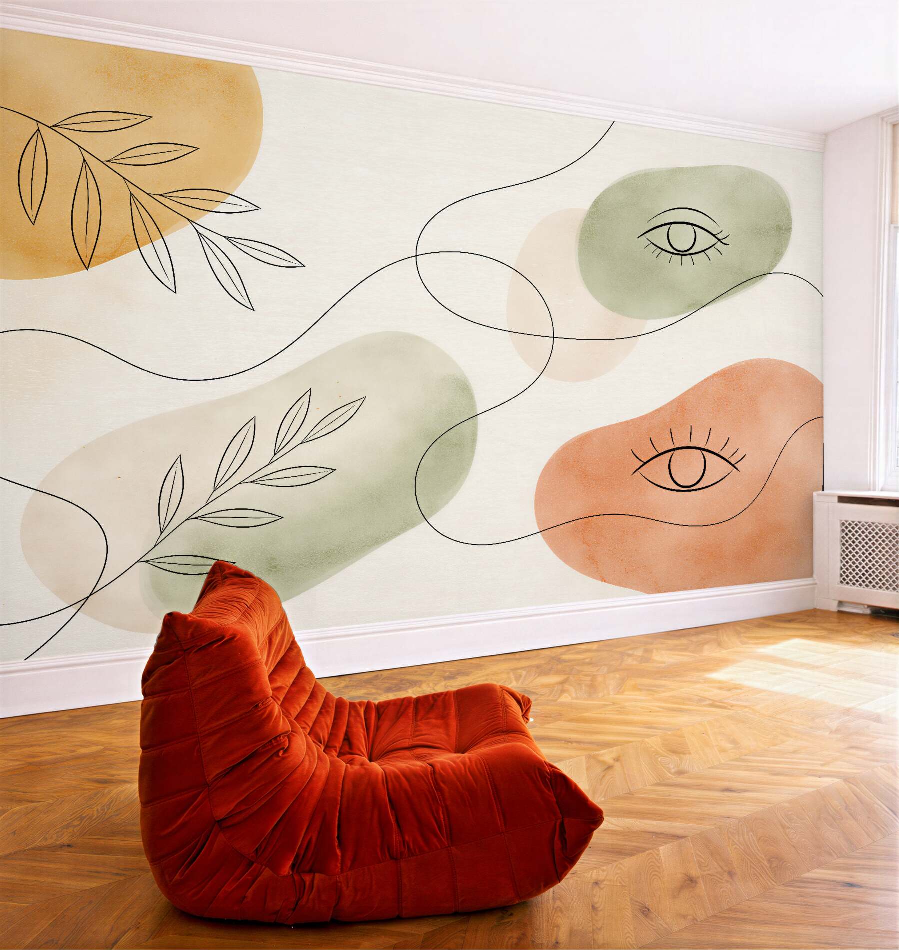 Fototapeta abstrakcyjne oczy i botaniczne linie