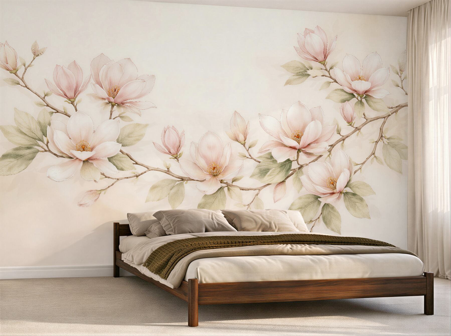 Fototapeta pastelowe magnolie na delikatnej gałęzi