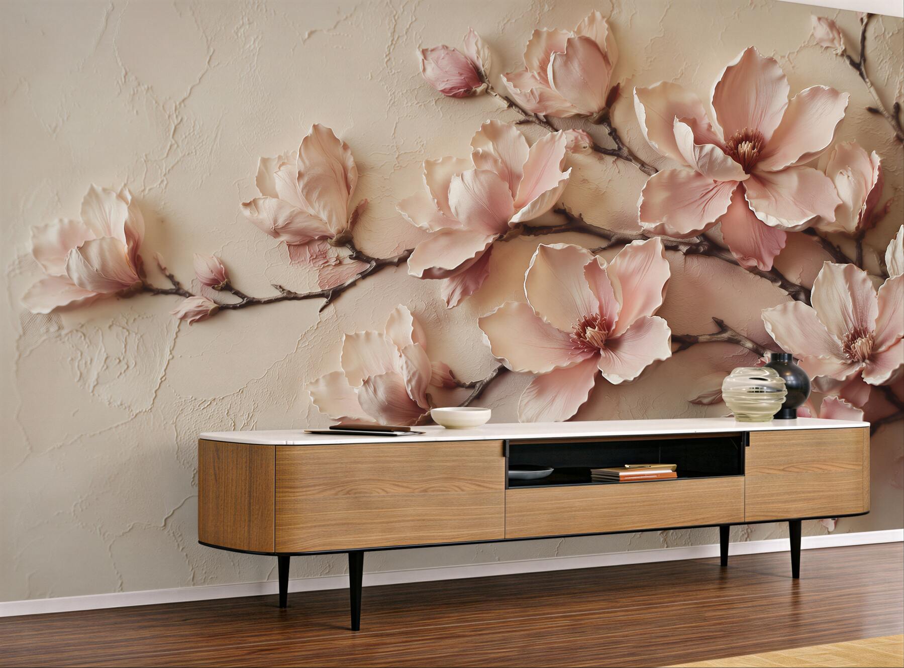 Fototapeta pudrowe magnolie 3d