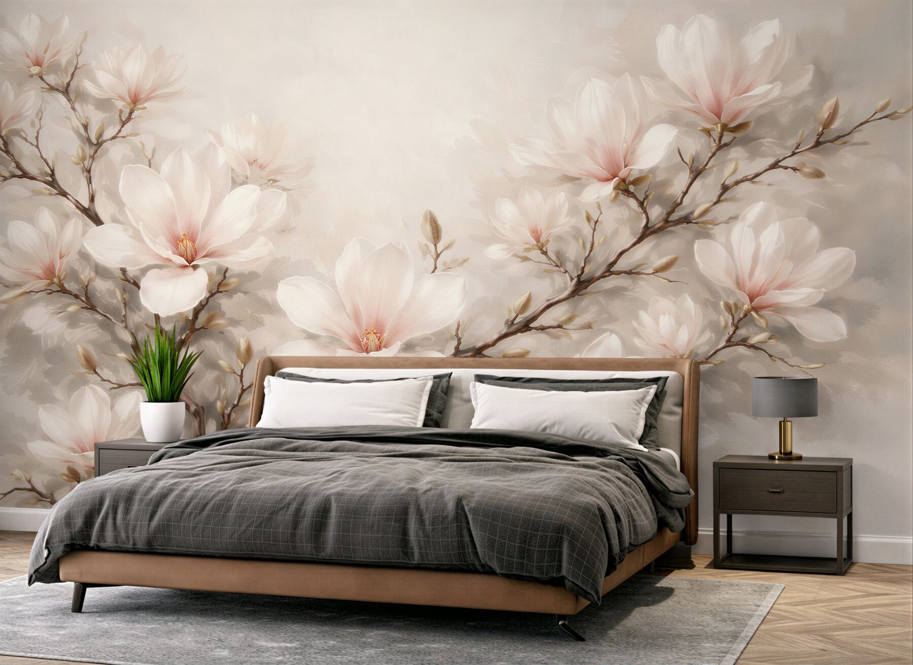 Fototapeta pastelowa magnolia na delikatnej gałęzi