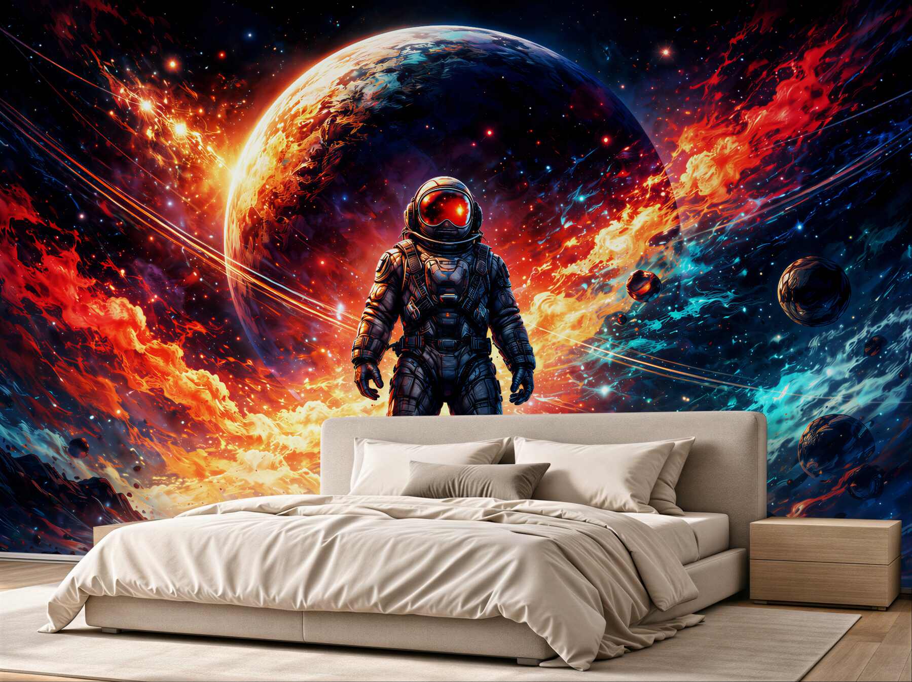 Fototapeta kosmiczny astronauta w ognistej galaktyce?v23