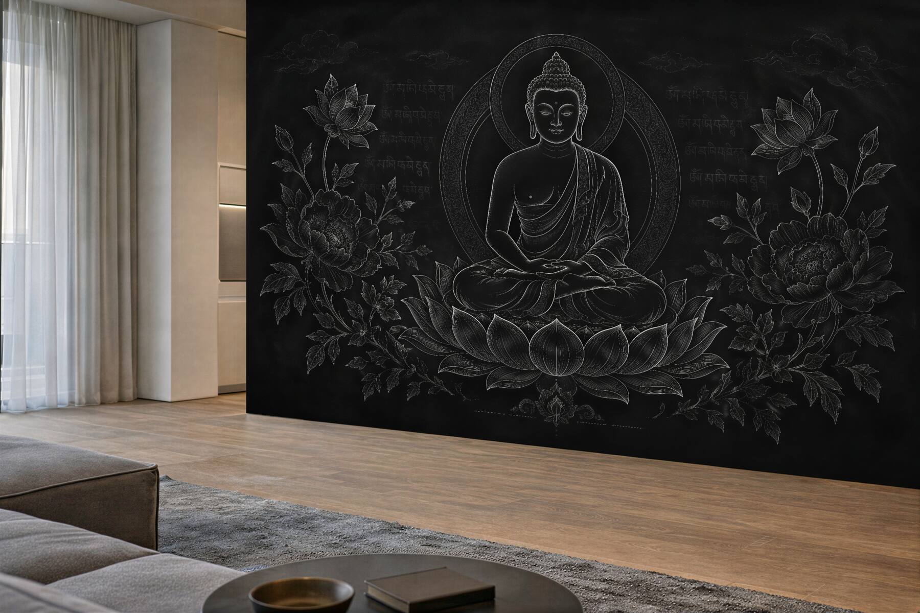 Fototapeta medytujący budda w czerni