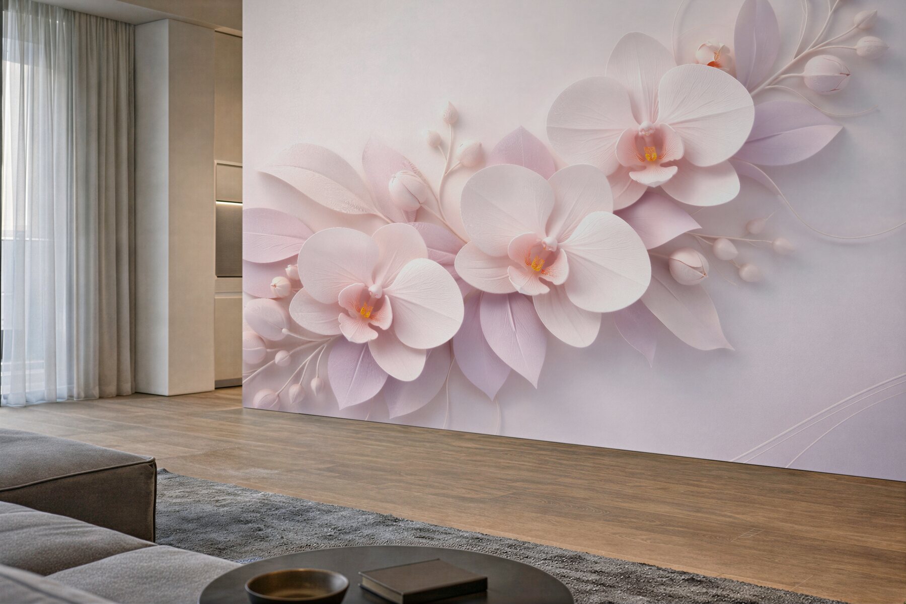 Fototapeta pudrowe orchidee 3d glamour