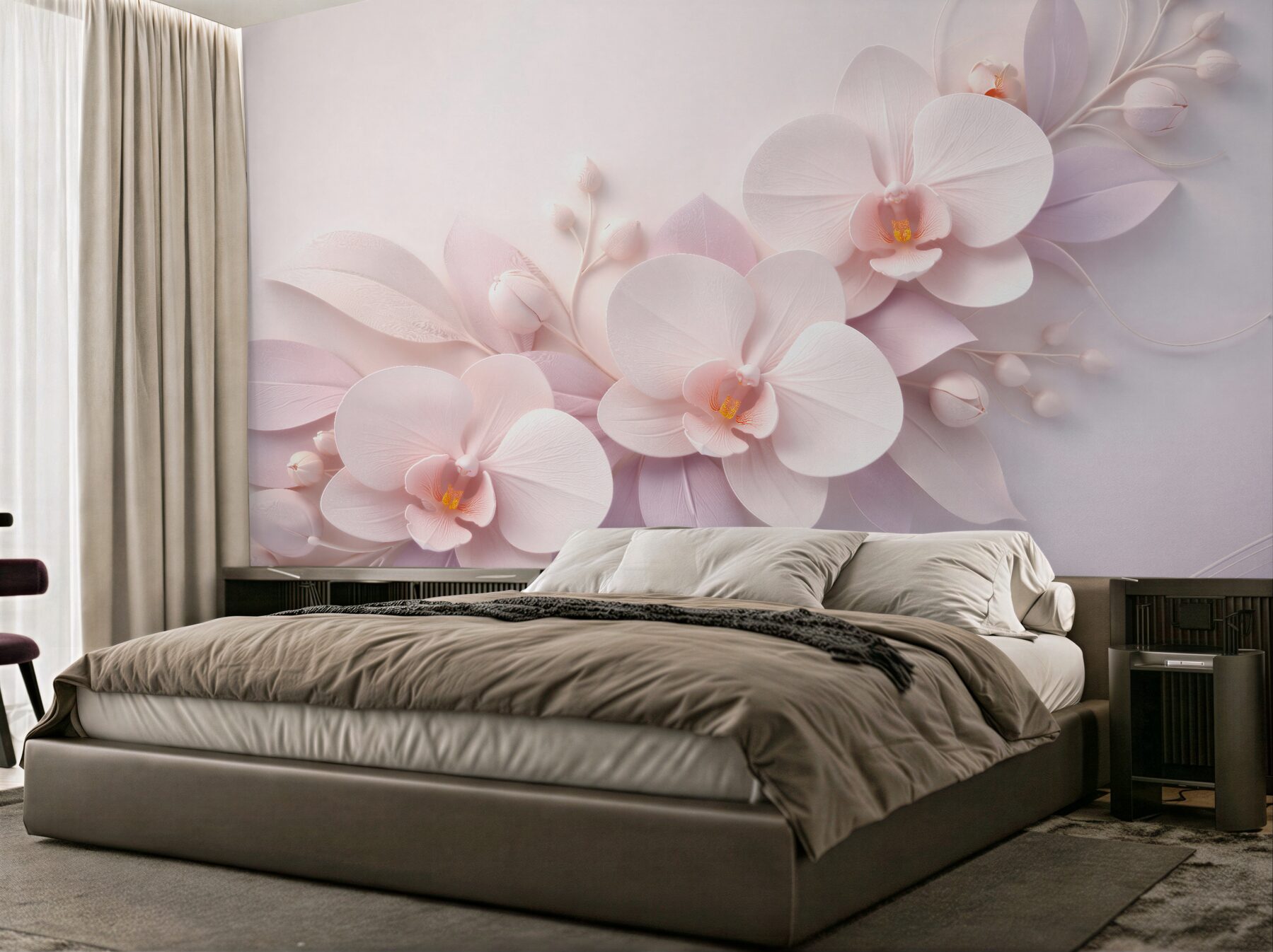 Fototapeta pudrowe orchidee 3d glamour
