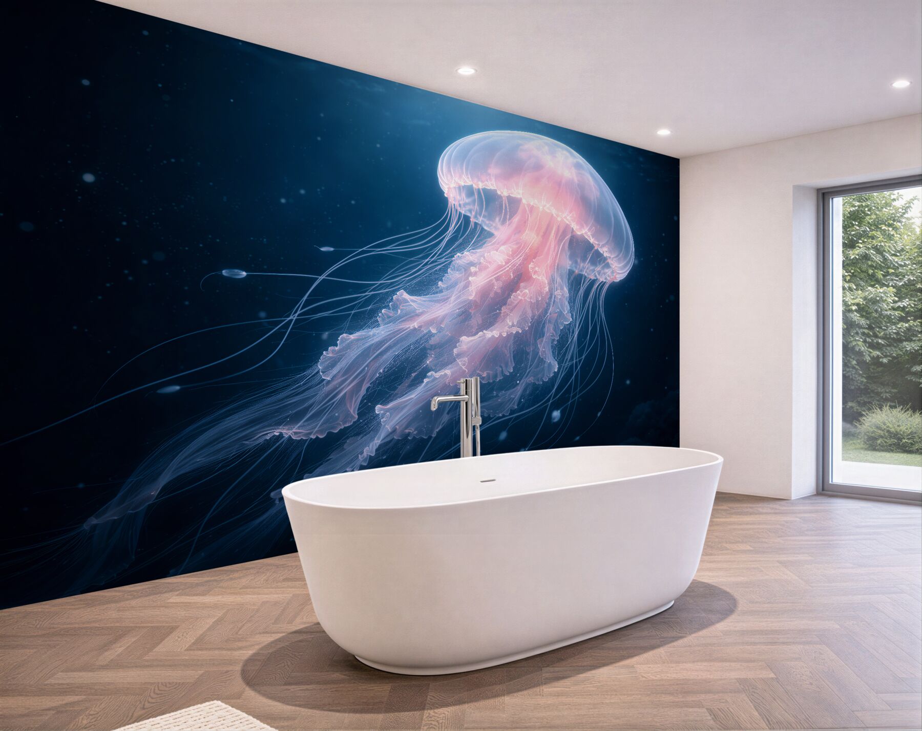 Fototapeta Świetlista meduza w głębinach