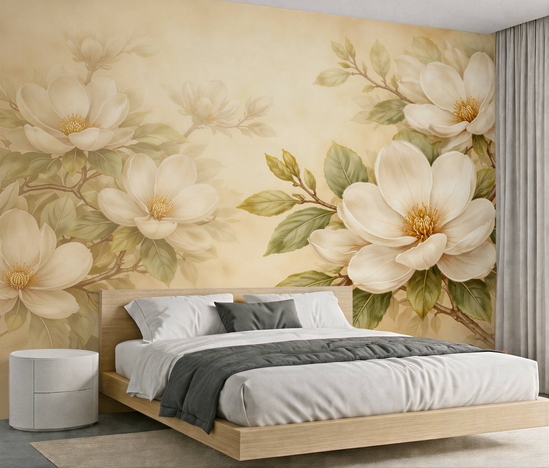 Fototapeta kremowe magnolie w eleganckim rozkwicie