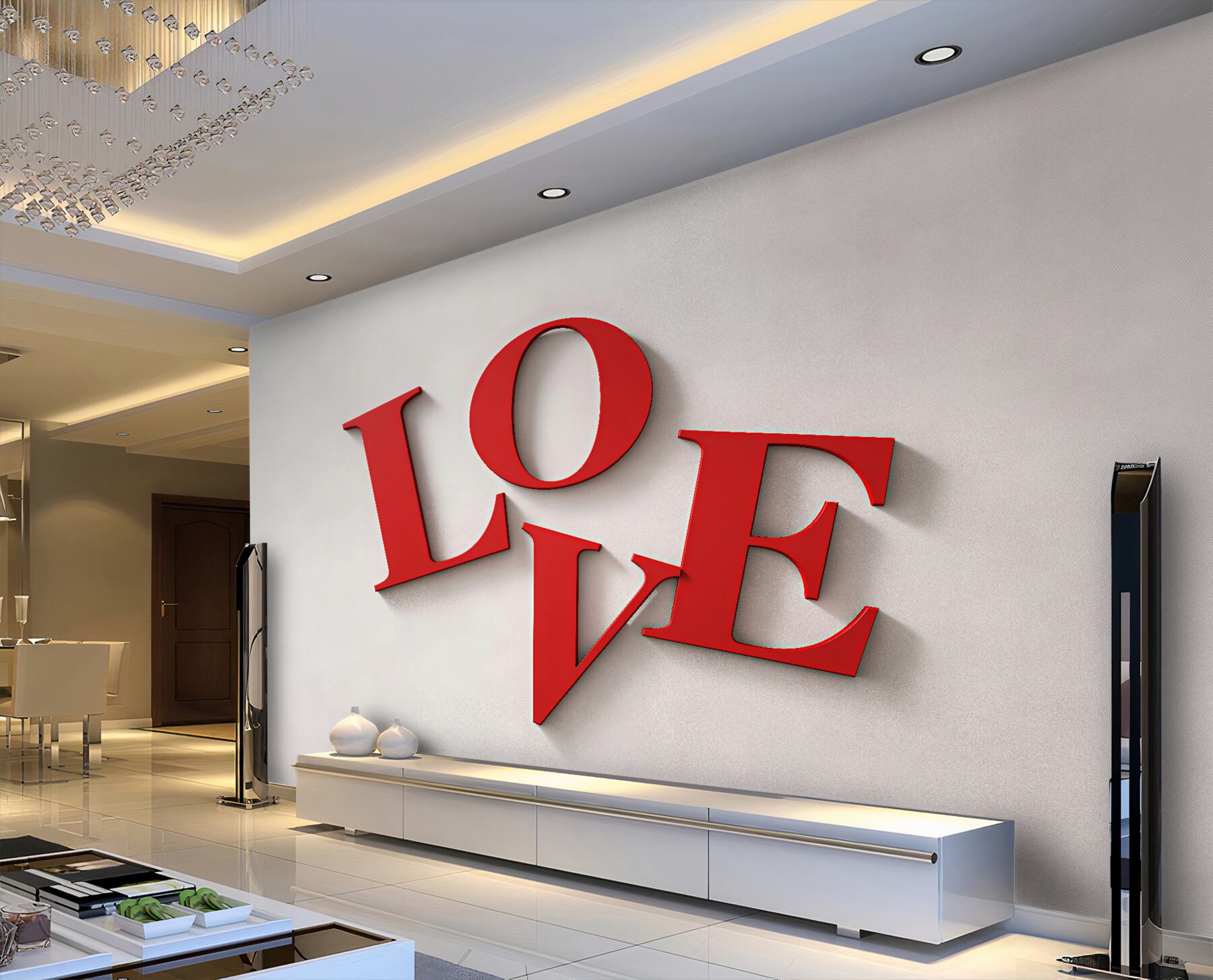 Fototapeta czerwony napis love 3d