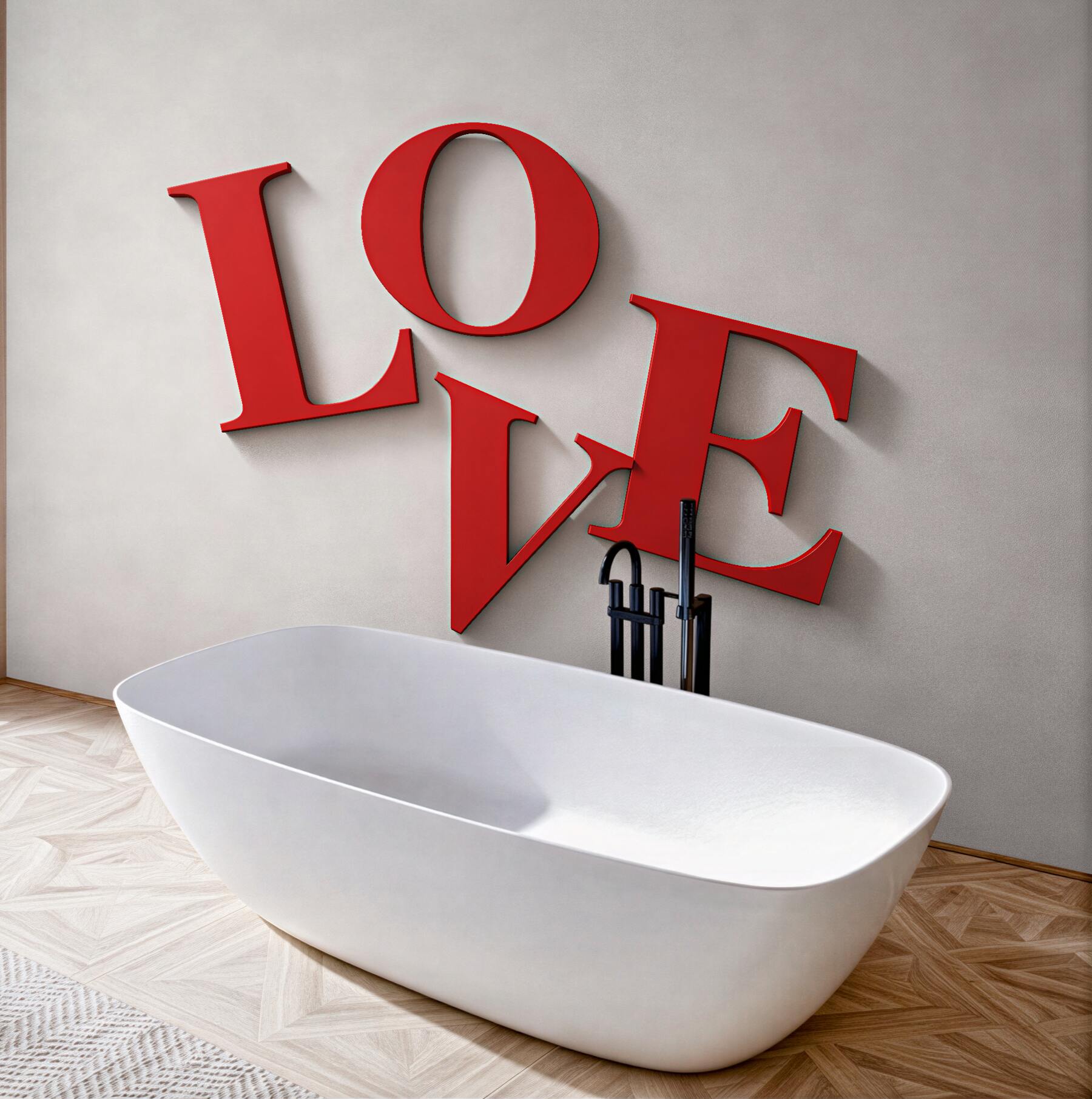Fototapeta czerwony napis love 3d