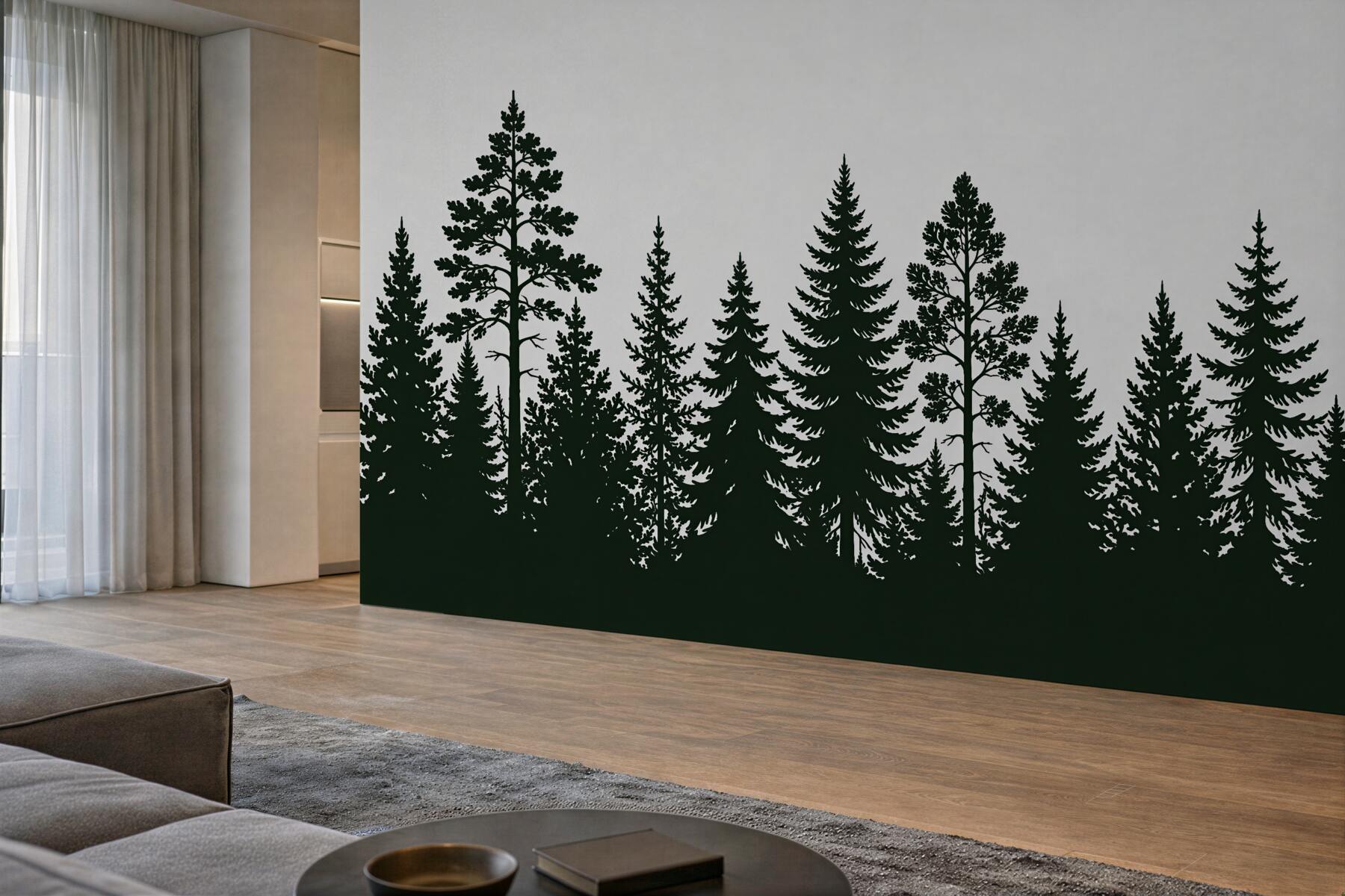Fototapeta minimalistyczny zarys leśnych drzew?v23