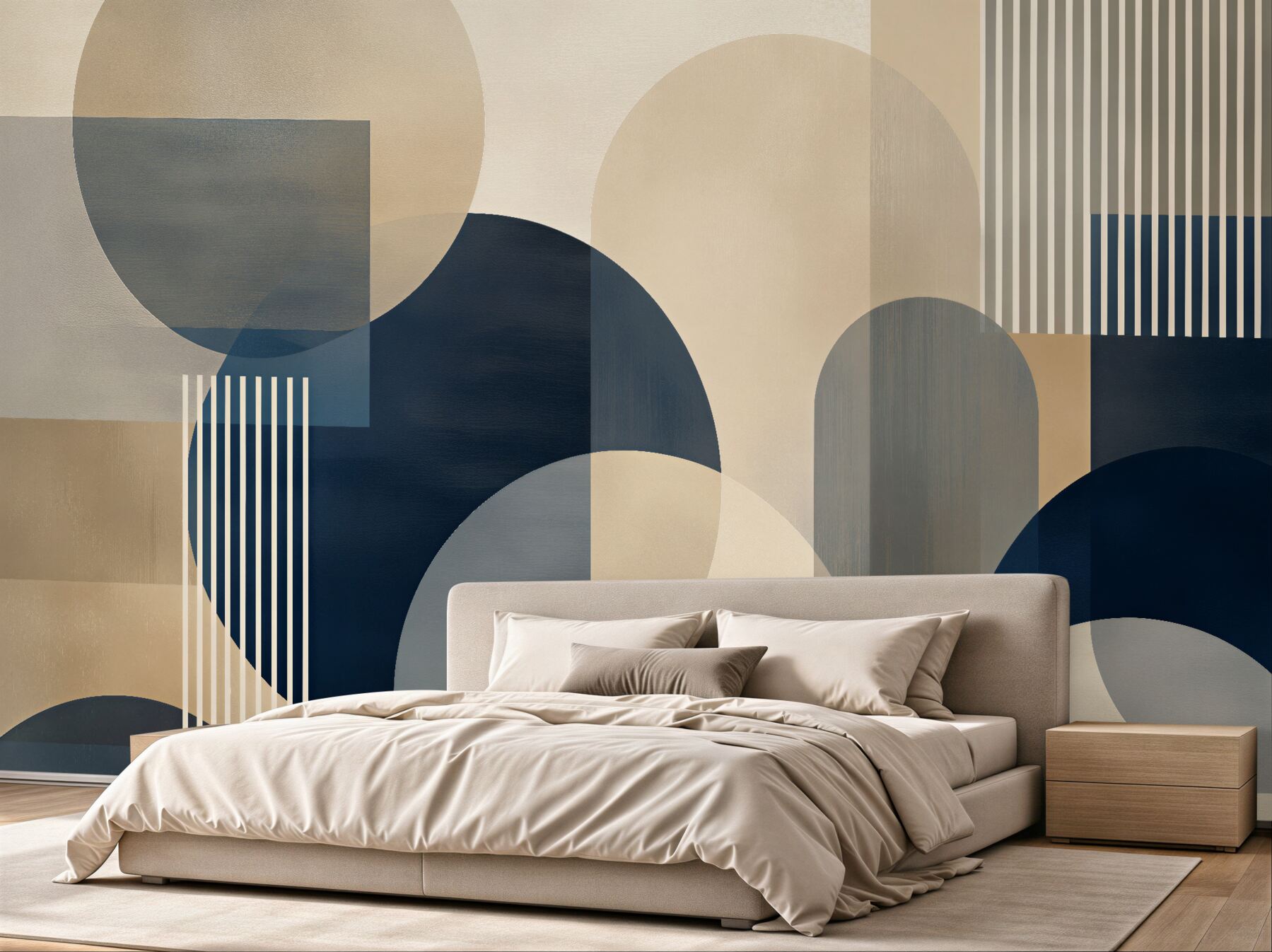 Fototapeta geometryczna harmonia w granacie i beżu