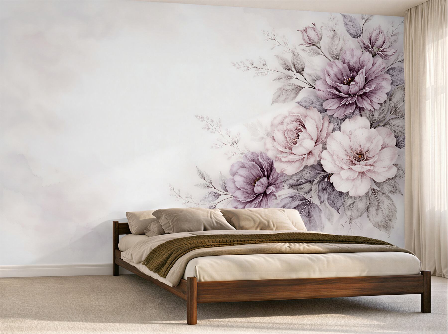 Fototapeta pudrowe piwonie w eleganckim bukiecie