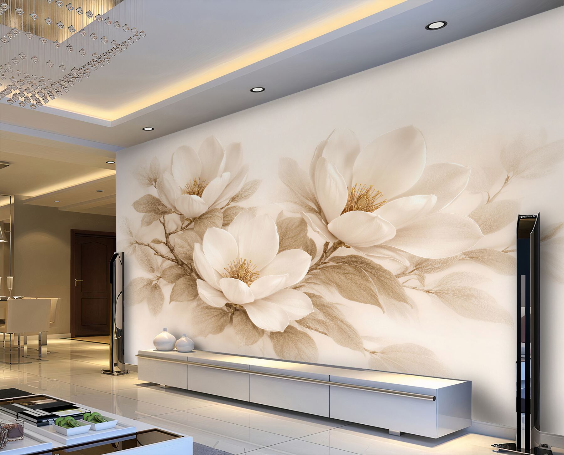 Fototapeta kremowa magnolia w rozkwicie