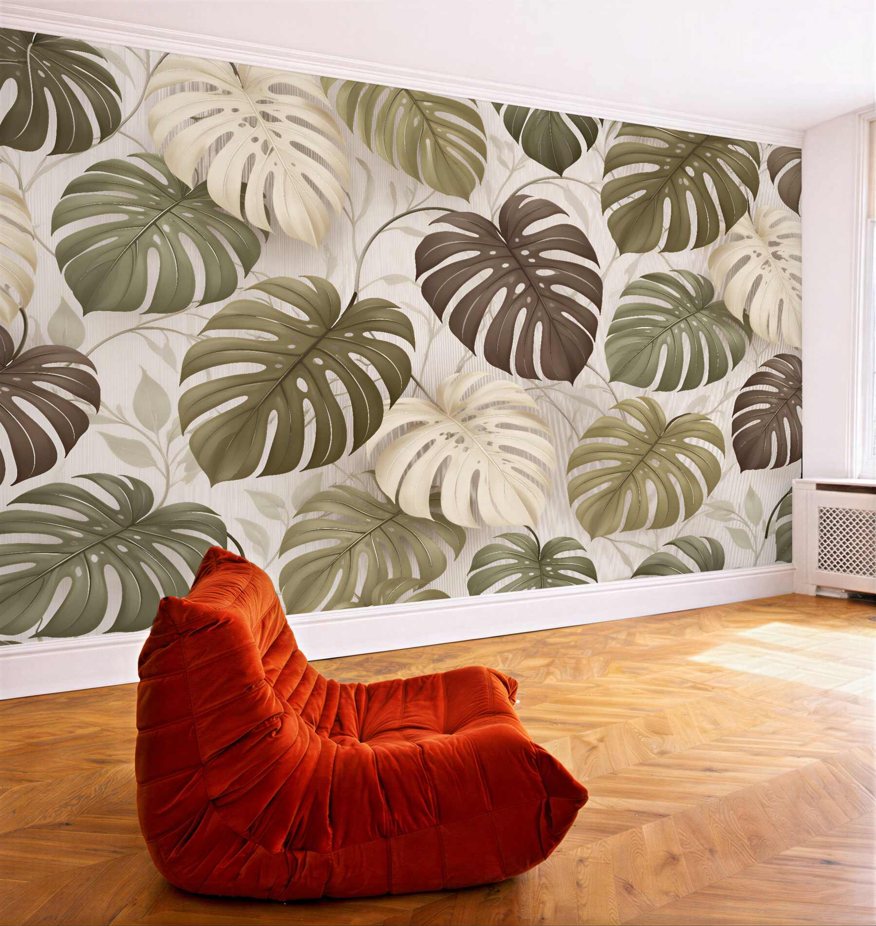 Fototapeta monstera w beżowej elegancji