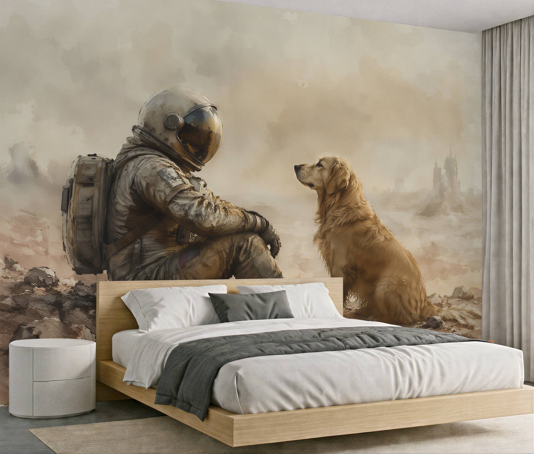 Fototapeta astronauta z psem w ciszy?v23