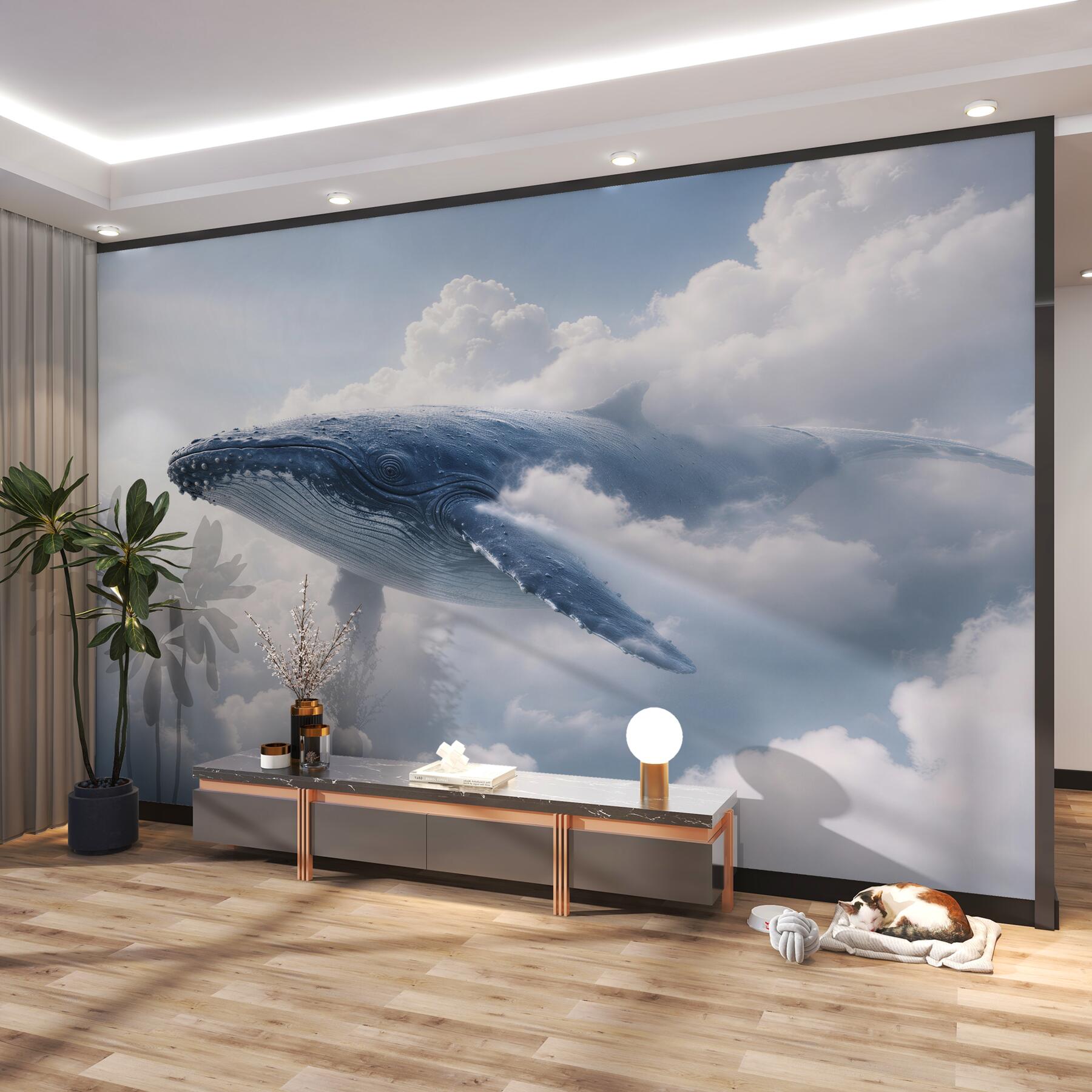 Fototapeta wieloryb wśród miękkich chmur?v23