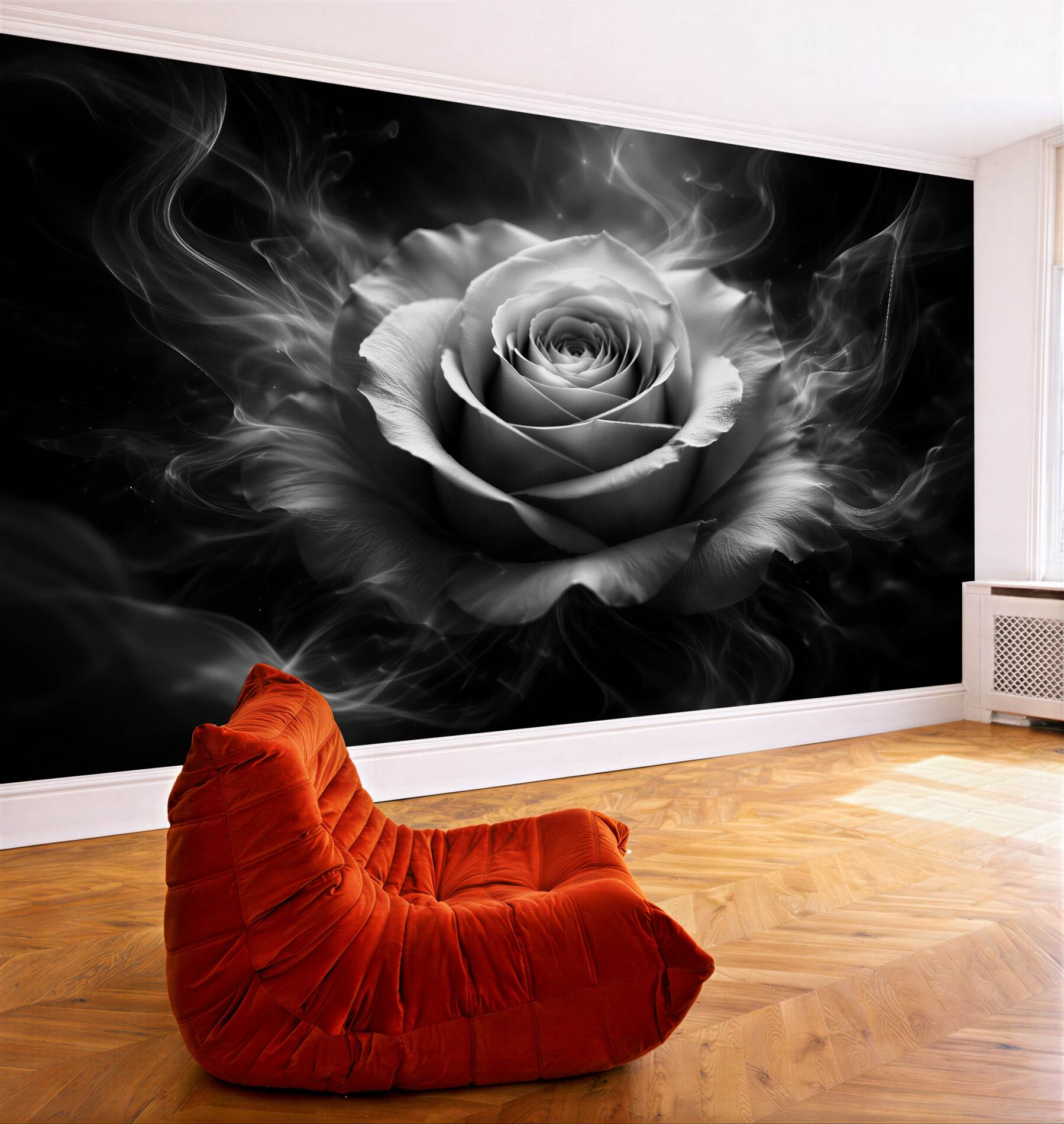 Fototapeta dymna róża w czerni